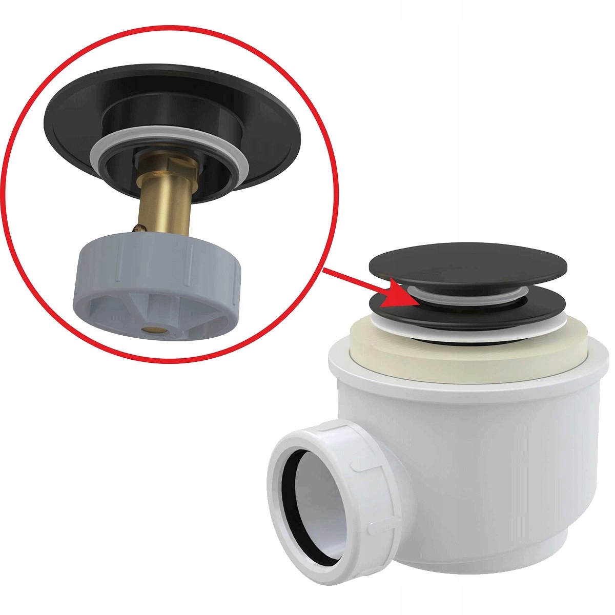 Syfon brodzikowy CLIK/CLAK, czarny-mat