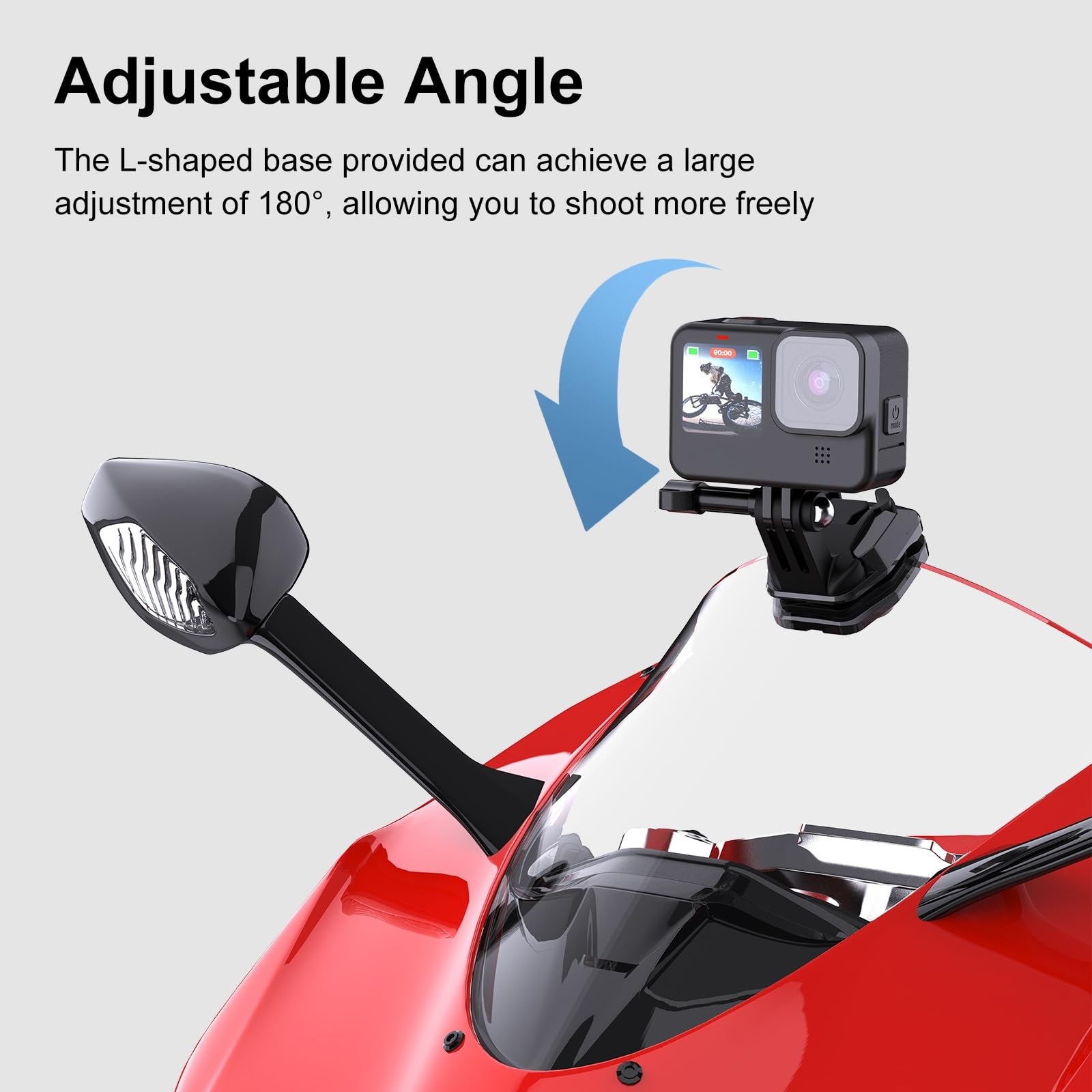 PULUZ Uchwyt Motocyklowy Do Kamer GoPro DJI Insta360 Aluminiumowy — miniatura 4