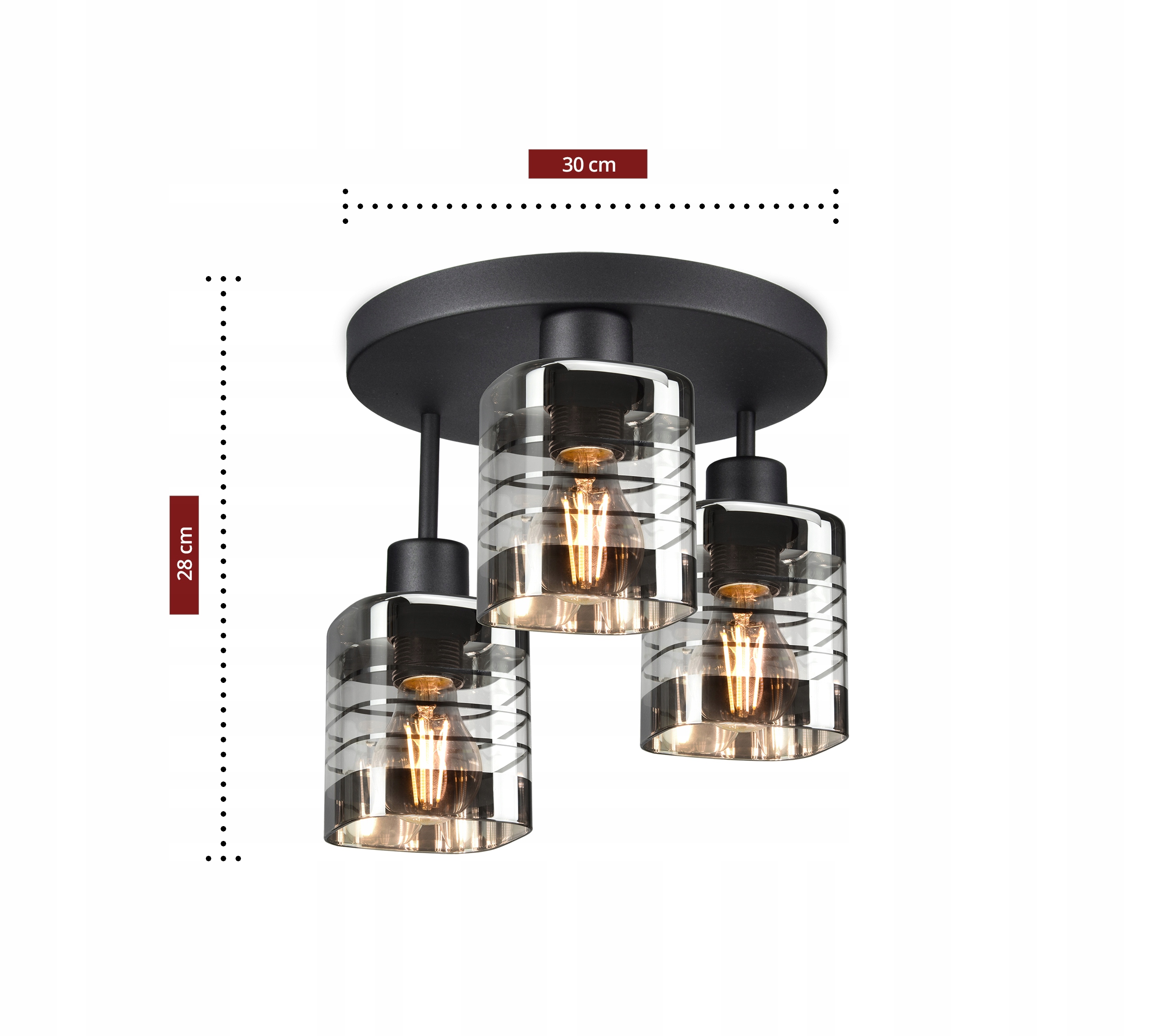 SZKLANA LAMPA WISZĄCA SUFITOWA ŻYRANDOL PLAFON LED Szerokość produktu 30 cm