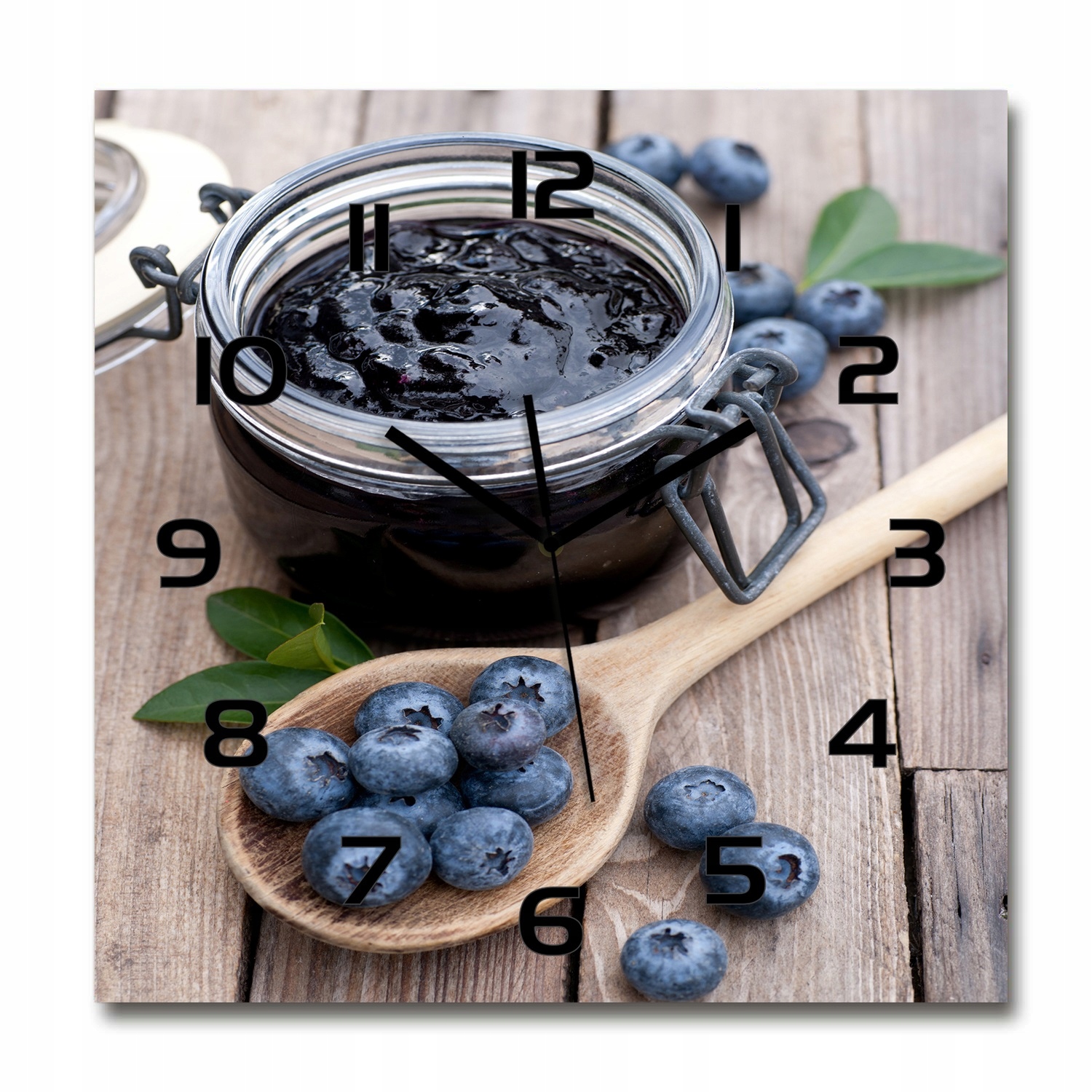 

Duży zegar szklany do salonu Dżem jagodowy 60x60cm