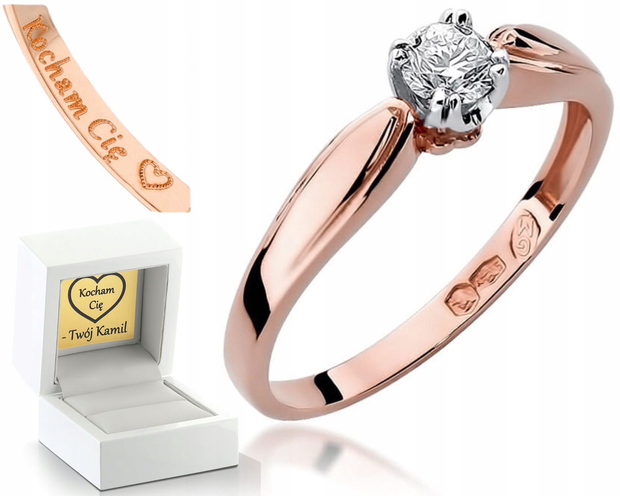 Prstýnek Z Růžového Zlata S Brilianty Gravírování