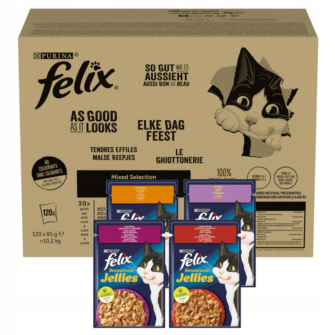 Levně Felix Sensations Jellies Krmivo Pro Kočky 120x85g Venkovské chutě v želé