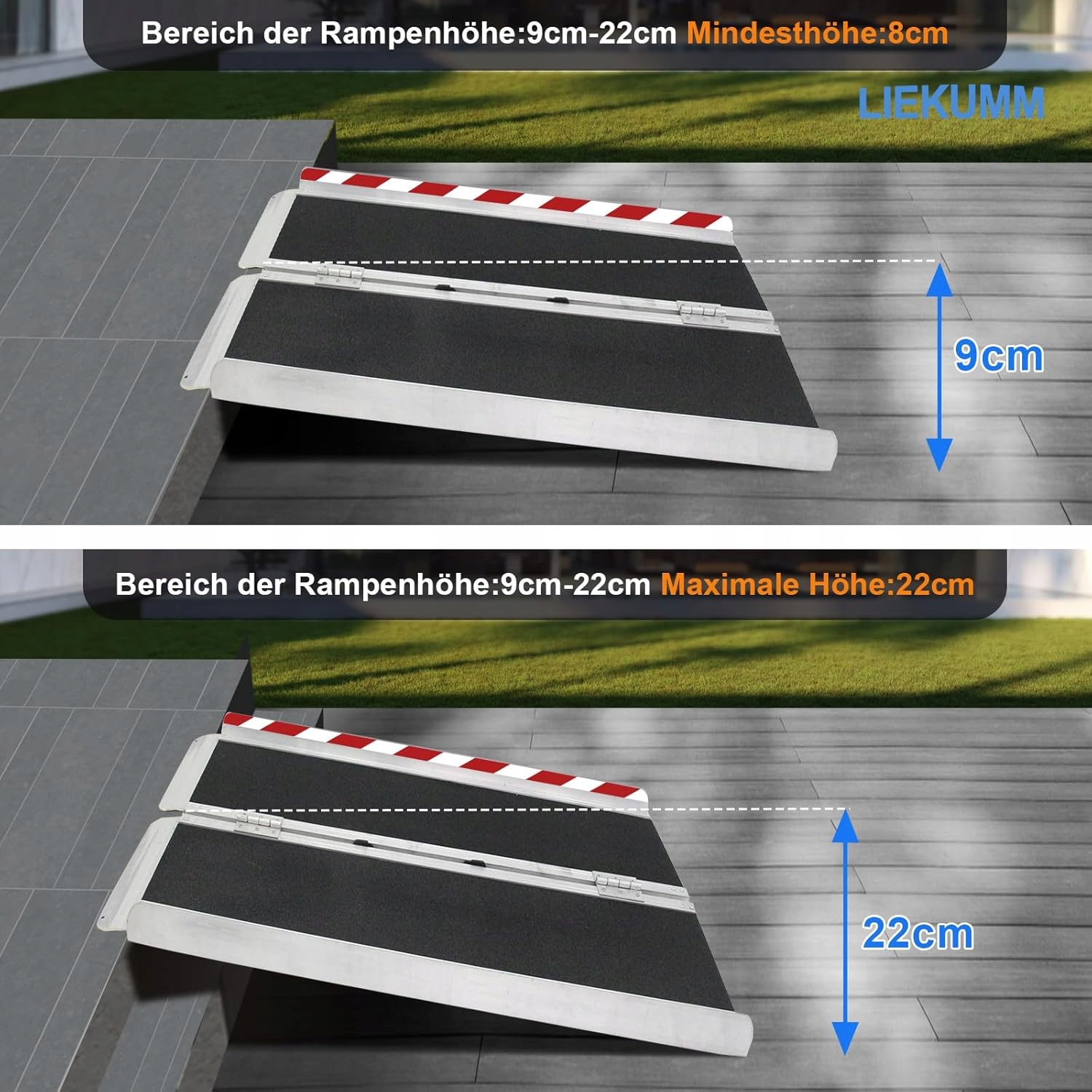 HLINÍKOVÁ RAMPA PRO INVALIDNÍ VOZÍKY 91X72 CM 300 KG, SILNÁ KOLA Kód výrobce LKM91X72