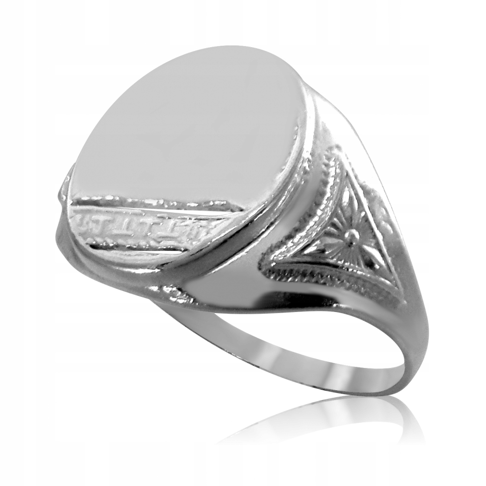 SREBRNY SYGNET Z ORNAMENTAMI OWAL 925 + GRAWER Marka Inna marka