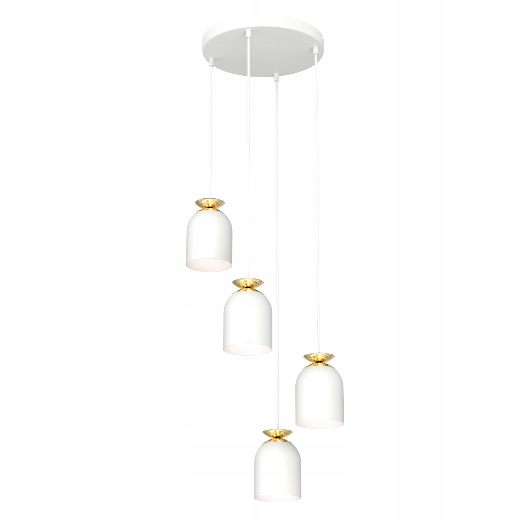 Bílá & zlatá dekorativní závěsná lampa Emibig Target 4 nad kuchyňským ostrůvkem