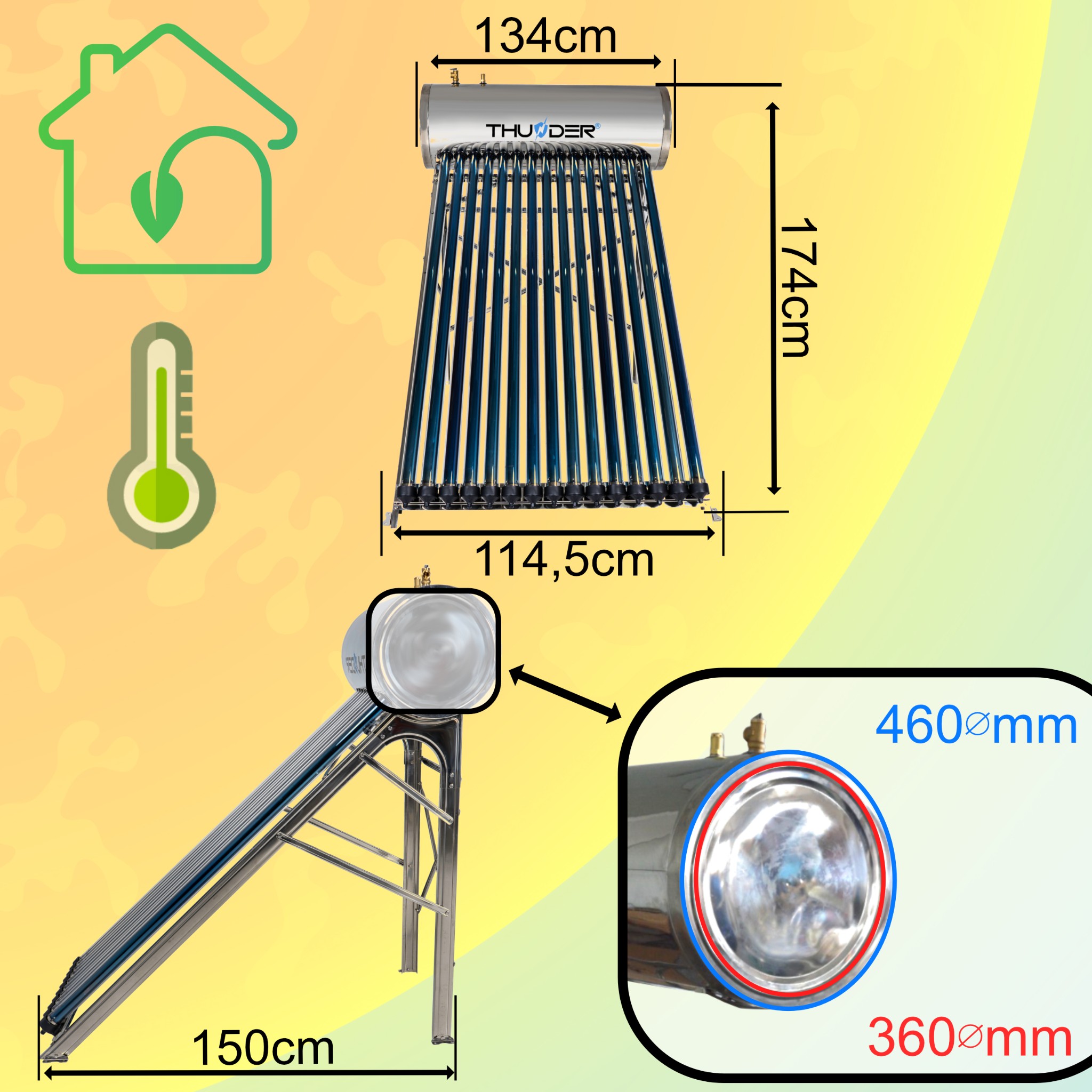 OSZCZĘDNY KOLEKTOR 150L SŁONECZNY CIŚNIENOWY NIERDZEWNY 3 OS. THUNDER EAN (GTIN) 5904161756583