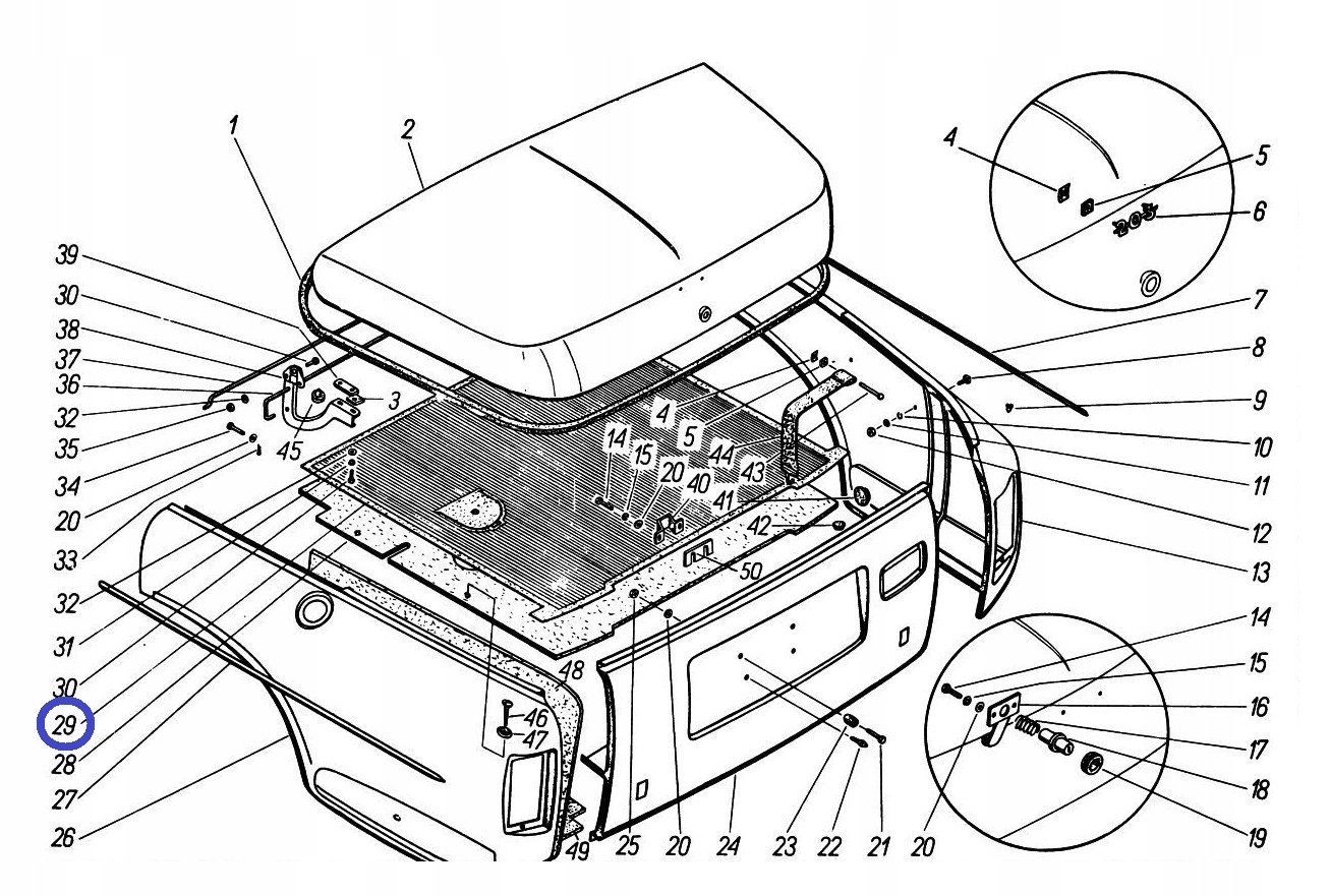 Dywanik wykładzina bagażnika FSO WARSZAWA SEDAN Materiał guma