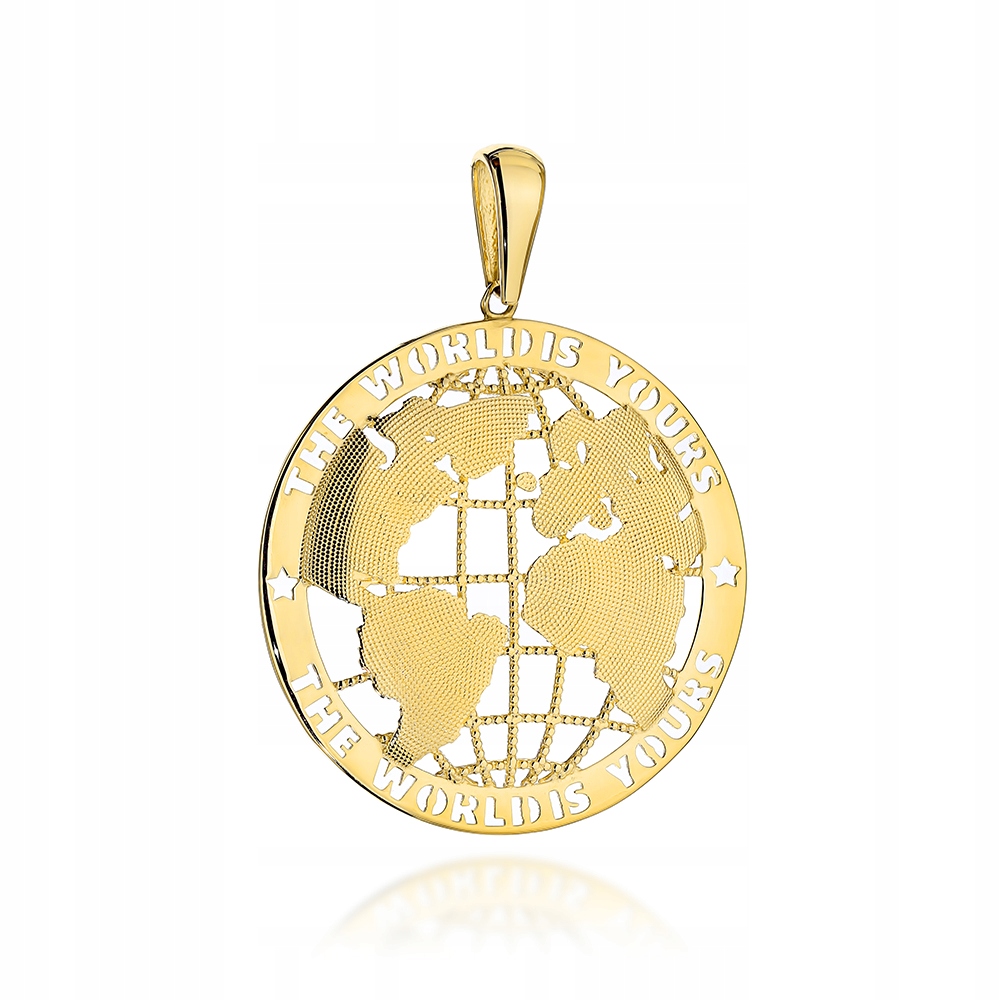 Zlatý přívěsek 585, střední zeměkoule, módní design jako dárek pro ženy