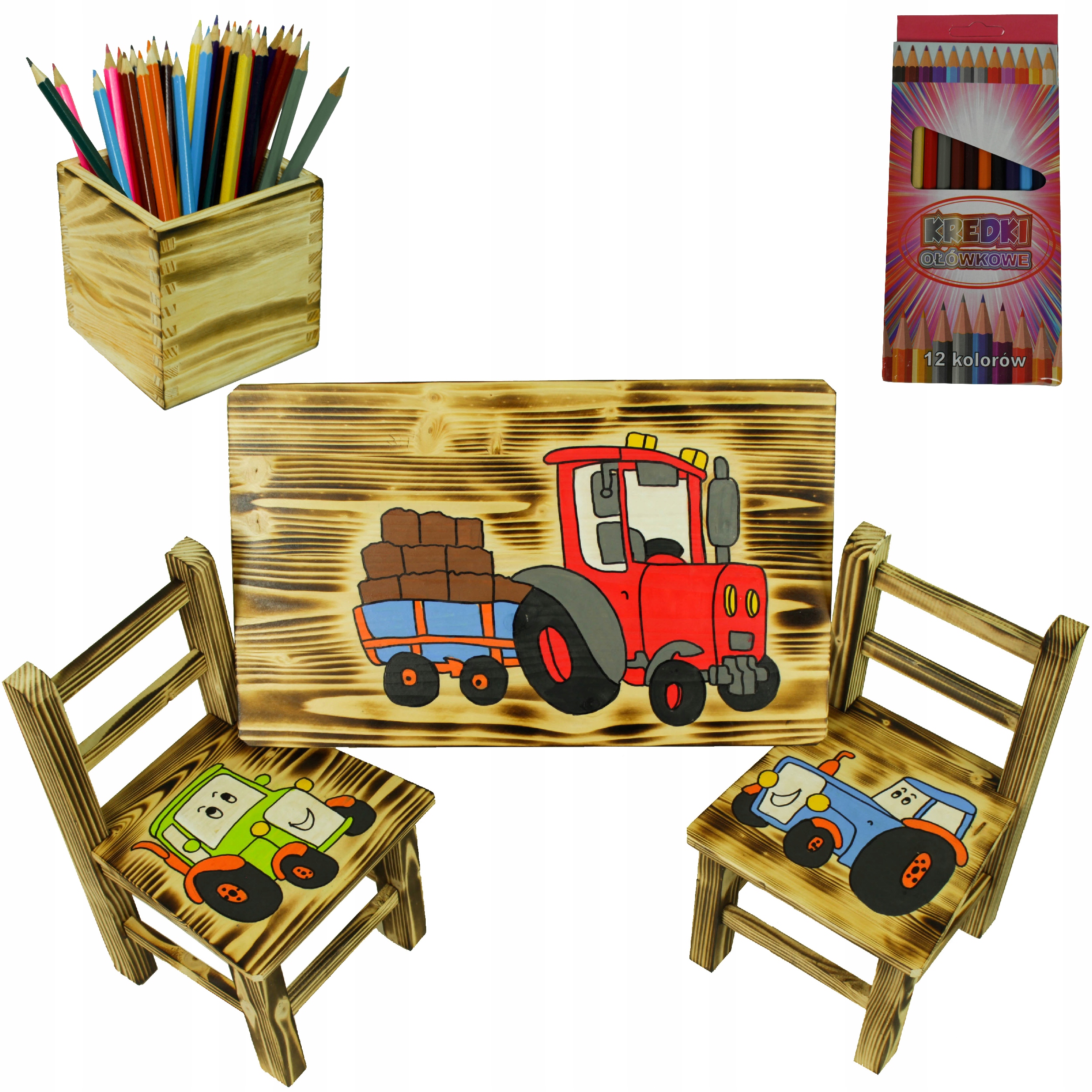 ZESTAW STÓŁ STOLIK BIURKO KRZESŁA KRZESEŁKA DLA DZIECI Z DREWNA DO POKOJU