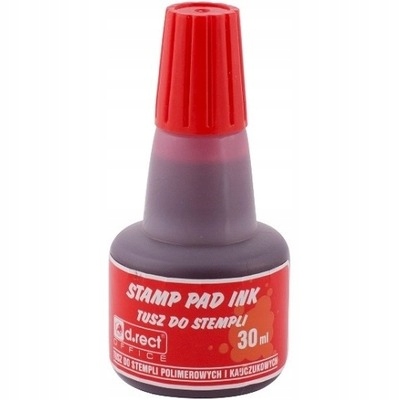 Tusz do pieczątek D.RECT czerwony 30ml Stan opakowania oryginalne