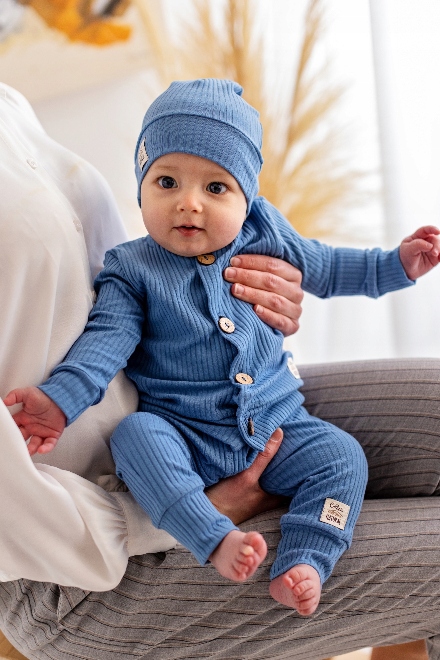 Bluza niemowlęca kaftanik bawełna prążek Makoma Harmony Natural Turkus 74cm Kod producenta 11234T