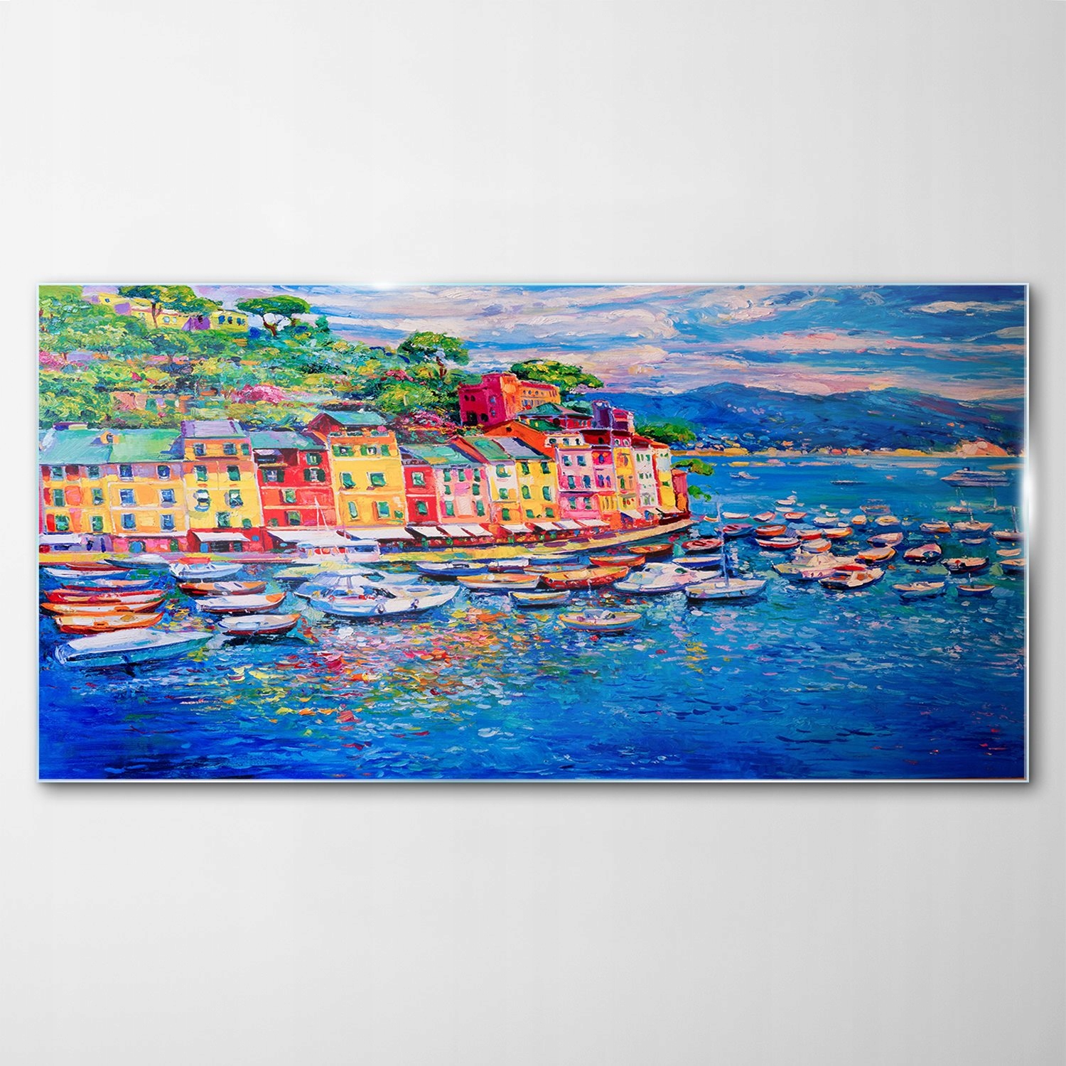 Obraz Sklenená dekorácia Morská krajina Loďky 140x70