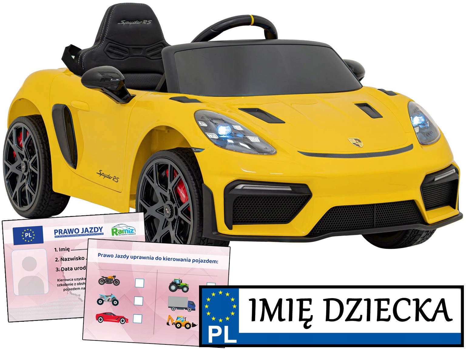 Pojazd autko na akumulator dla dzieci Porshe Spyder Rs 718 Na Rok