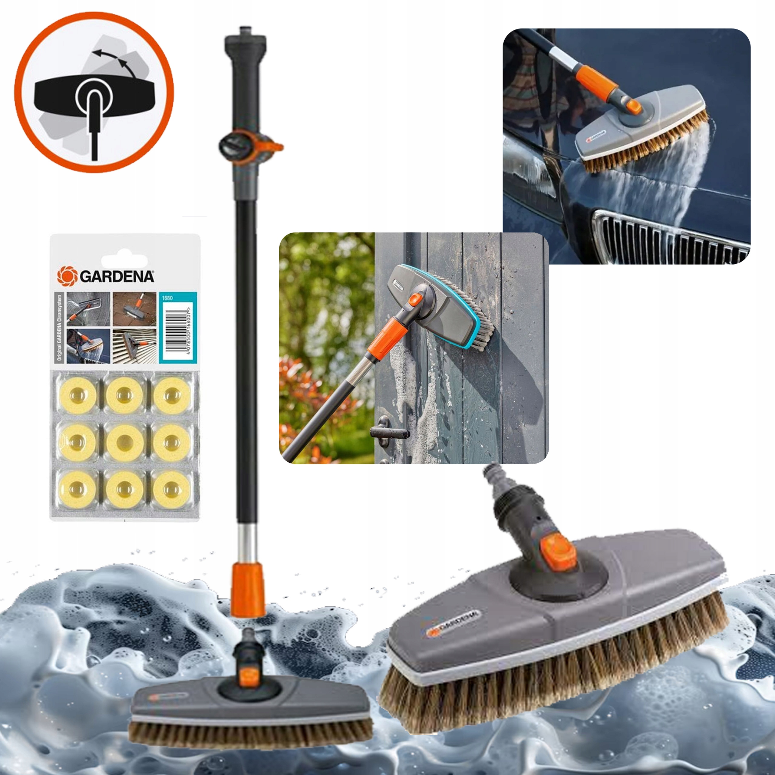 Zestaw Do Mycia Samochodu Gardena 5580 Delikatna Szczotka Trzonek Szampon