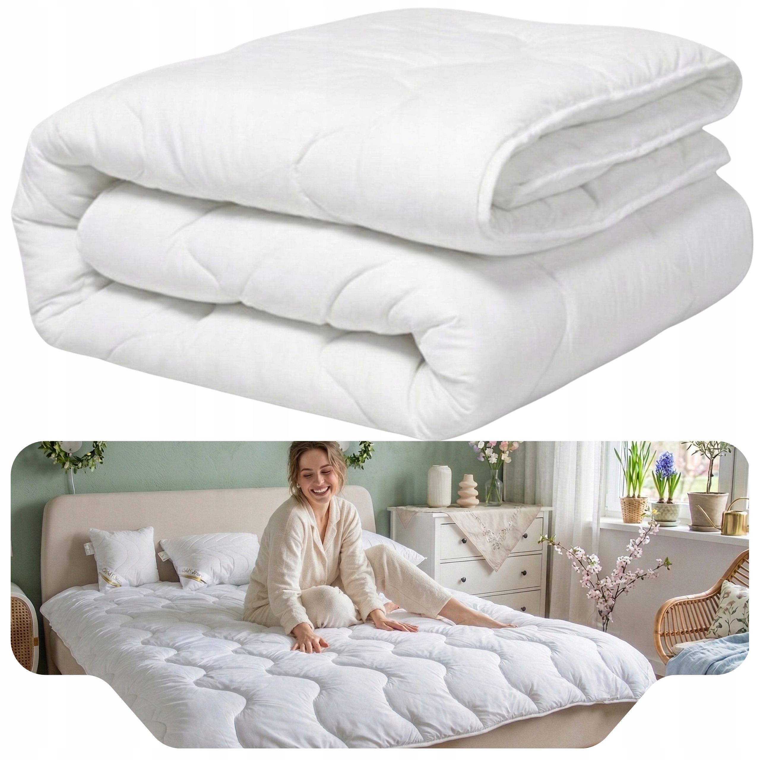 Celoroční Přikrývka 140 x 200 cm Antialergická Luxusní hotelová Polská republika 400 g