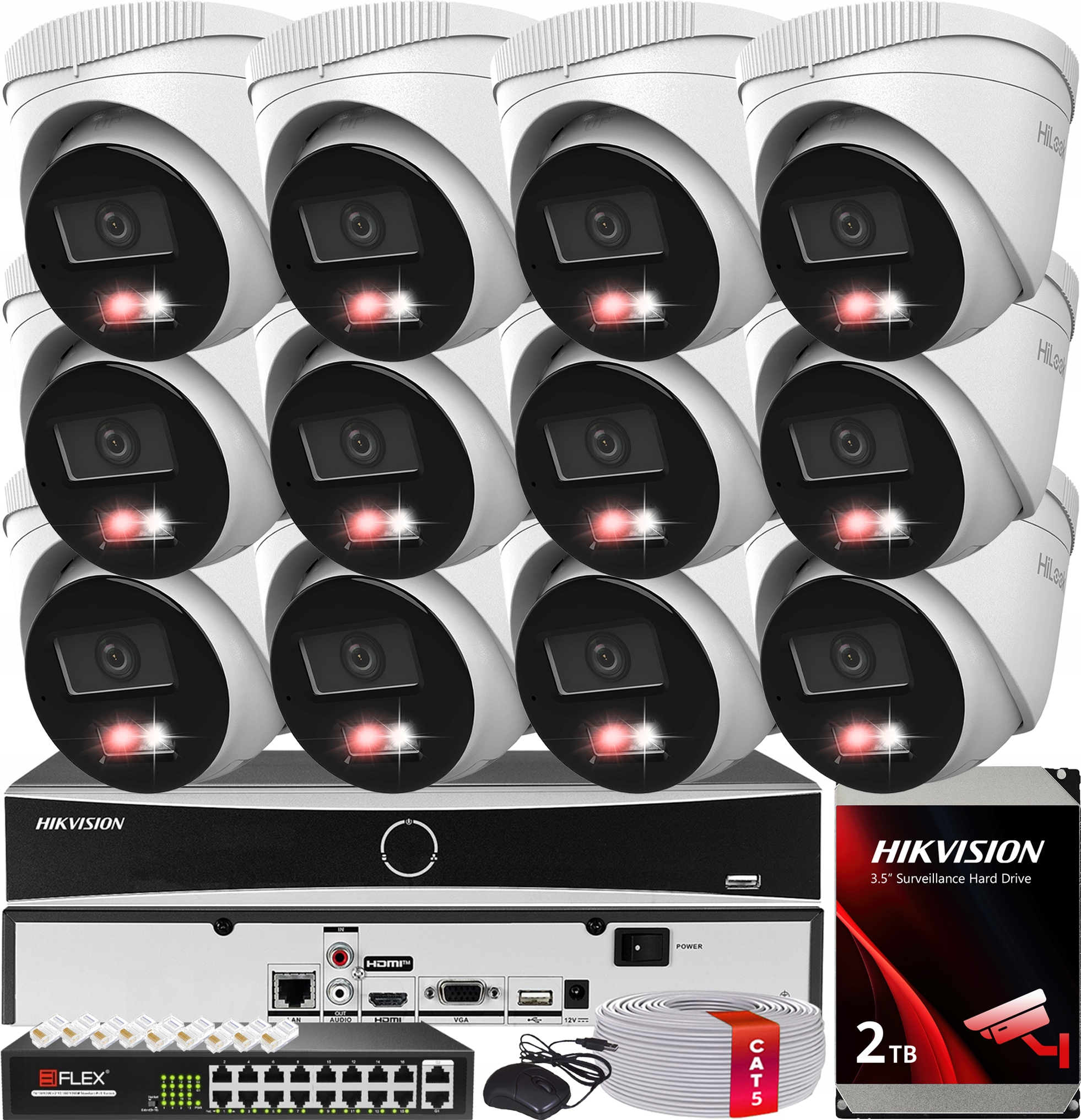 Monitorovací Sada 12 Kamer Hikvision Hilook 6MPx IPC-T260HA-LU Disk 2TB