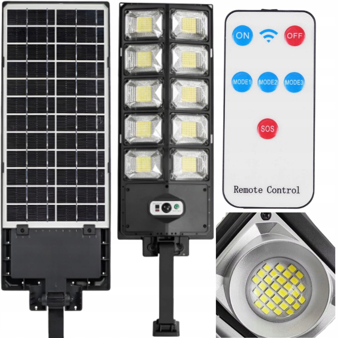 

Duża Mocna Lampa Solarna Z Czujnikiem I Pilotem