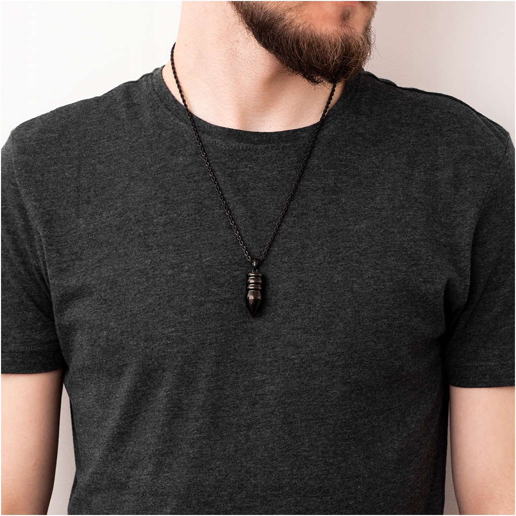 Zawieszka męska anodowana czarna POCISK stal chirurgiczna Stan opakowania oryginalne