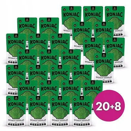 Těstoviny Konjac se Špenátem Keto Bezlepkové Bio 20+8 Zdarma