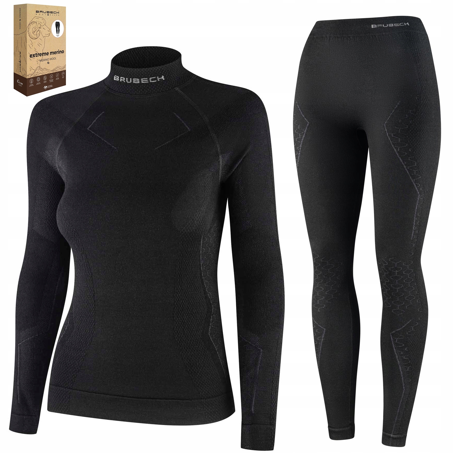 Termoaktivní vlněné spodní prádlo Brubeck Merino Komplet Mikina Kalhoty XL