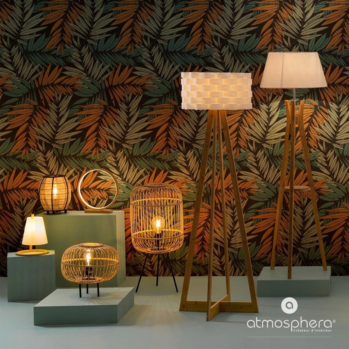 LAMPA STOŁOWA BAMBUSOWA LAMPKA NOCNA 26 CM MODNA Marka Atmosphera