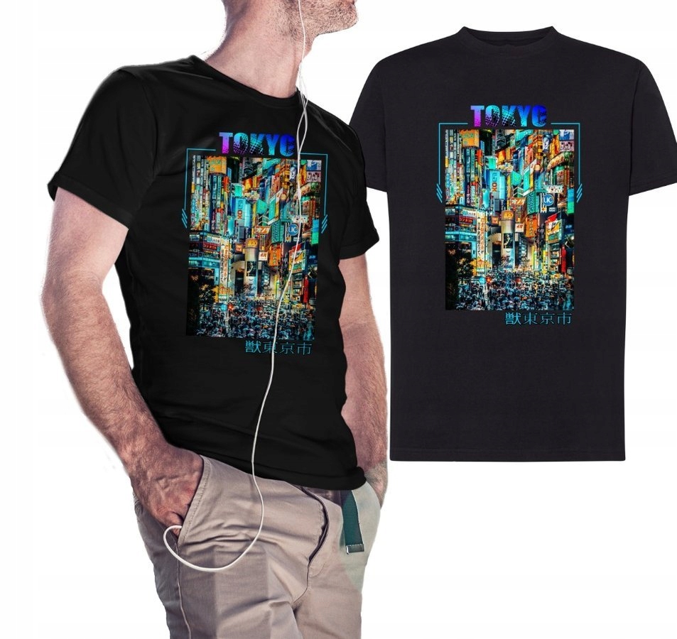 

Koszulka męska z nadrukiem Tokyo, czarna 4XL