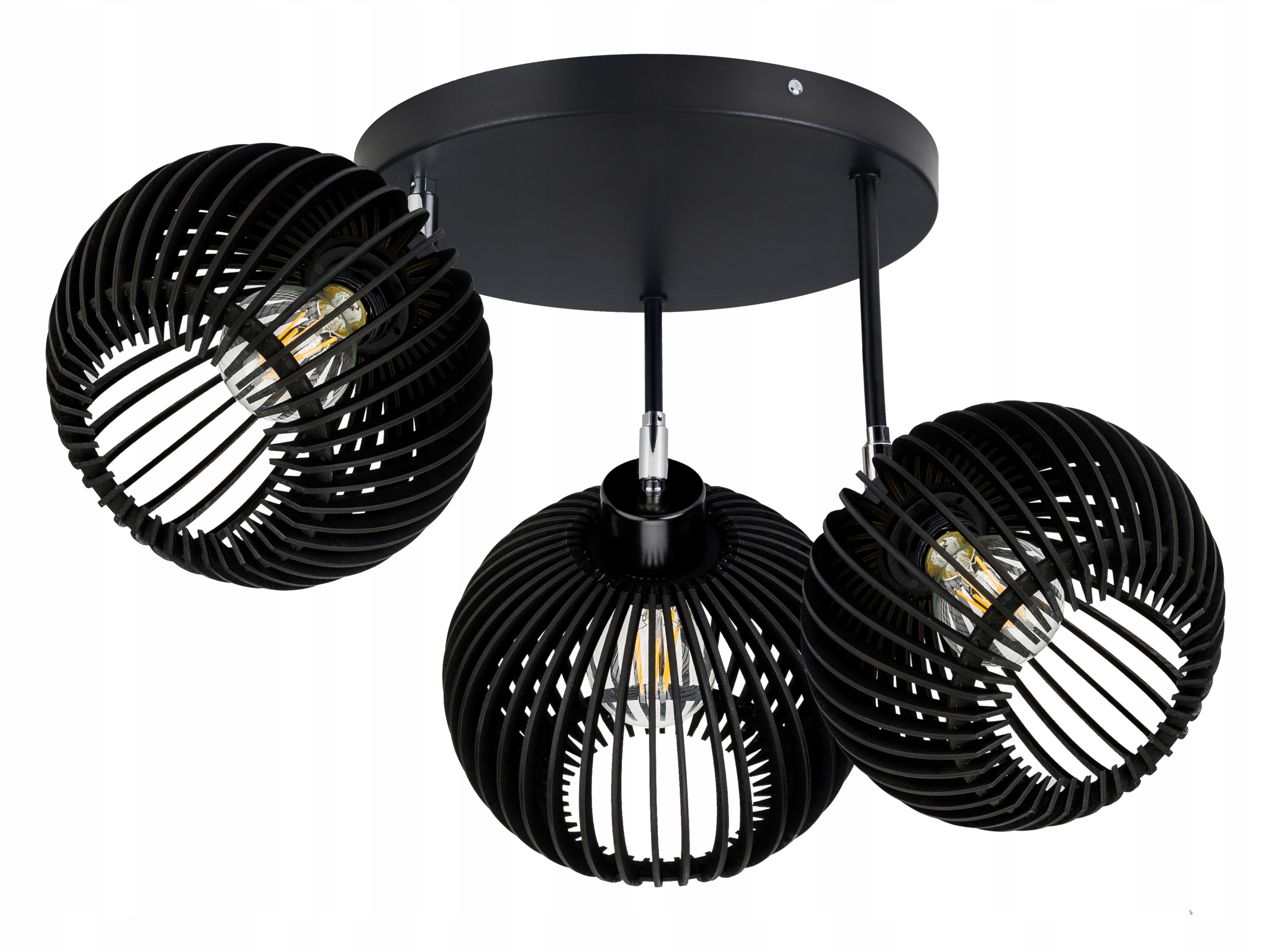 Stropní Svítidlo Stropní Svítidlo Pohyblivý Lustr Loft stínidlo Černé Dřevo na 3x E27