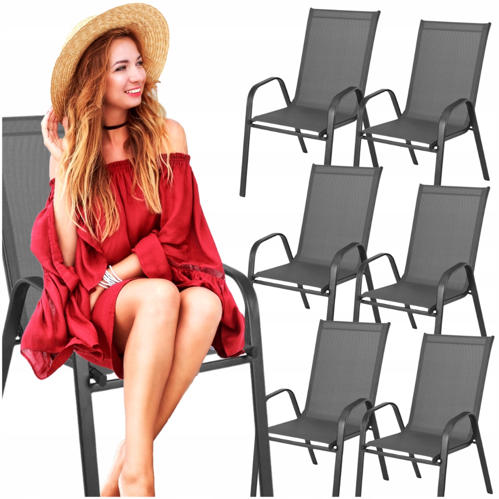 6 x Zahradní židle kovové šedé balkon terasa židle moderní stabilní