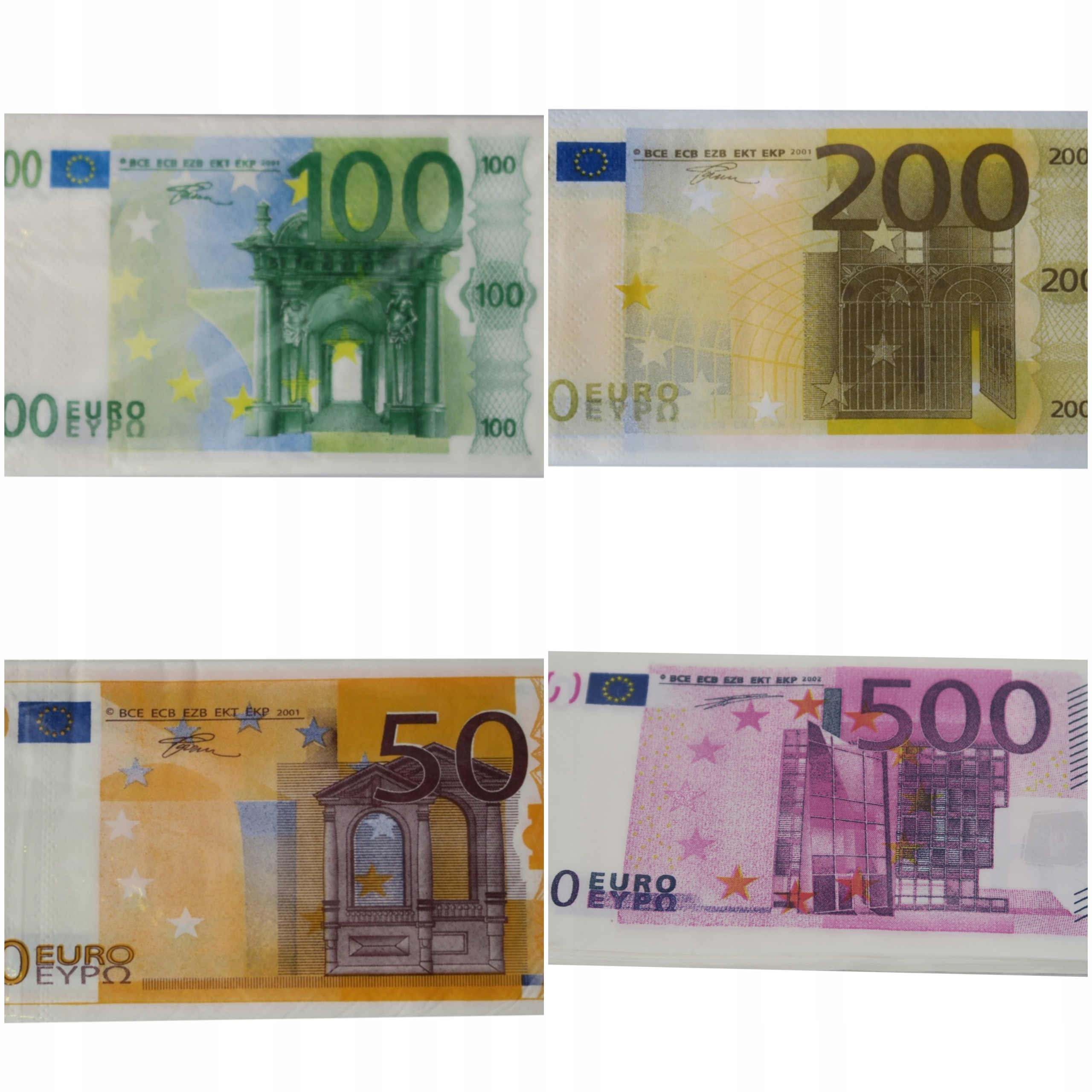 

serwetki papierowe dolary euro 120 szt. 34x32