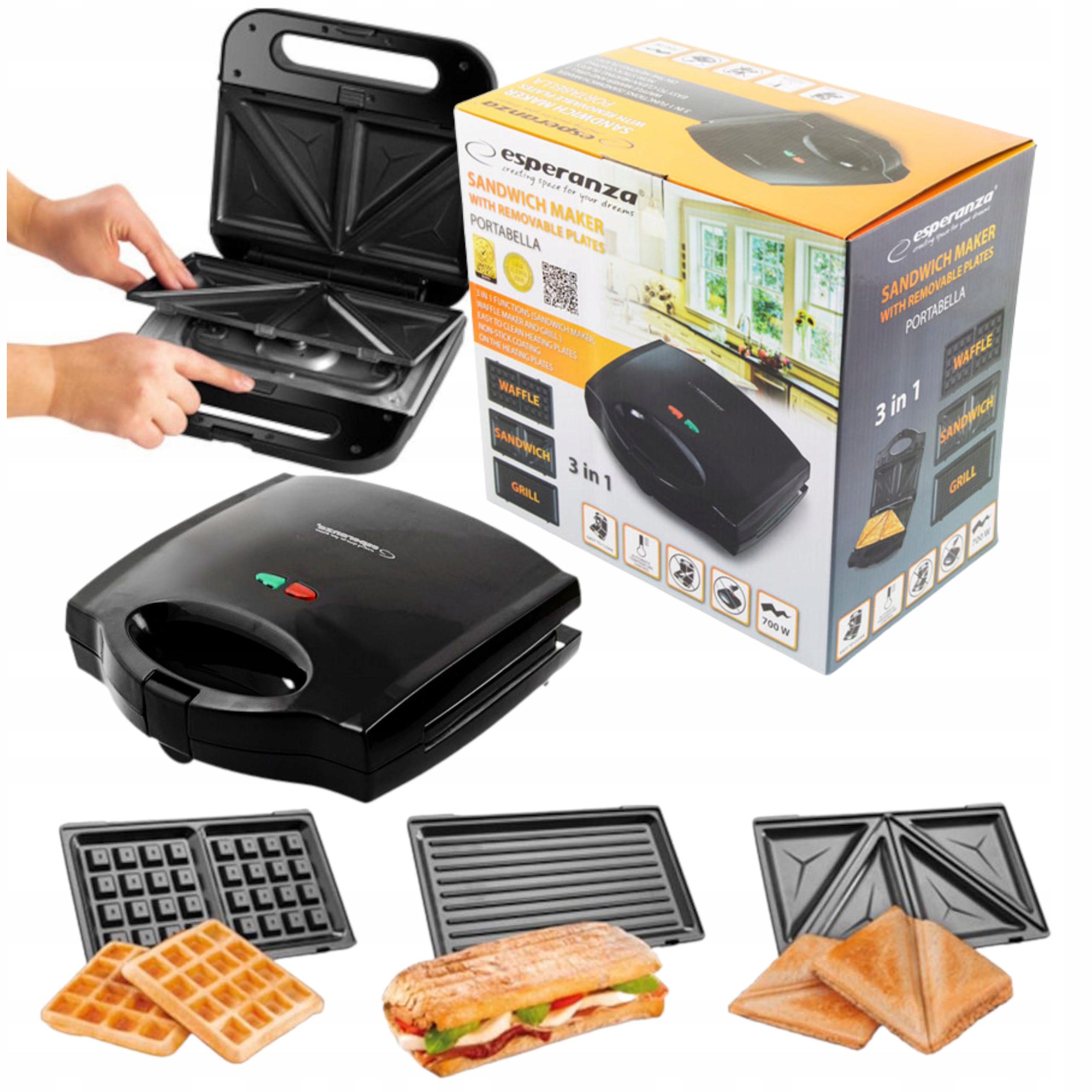 Фото - Тостер Turbo Opiekacz Gofrownica Grill Sandwich 3w1  700W 