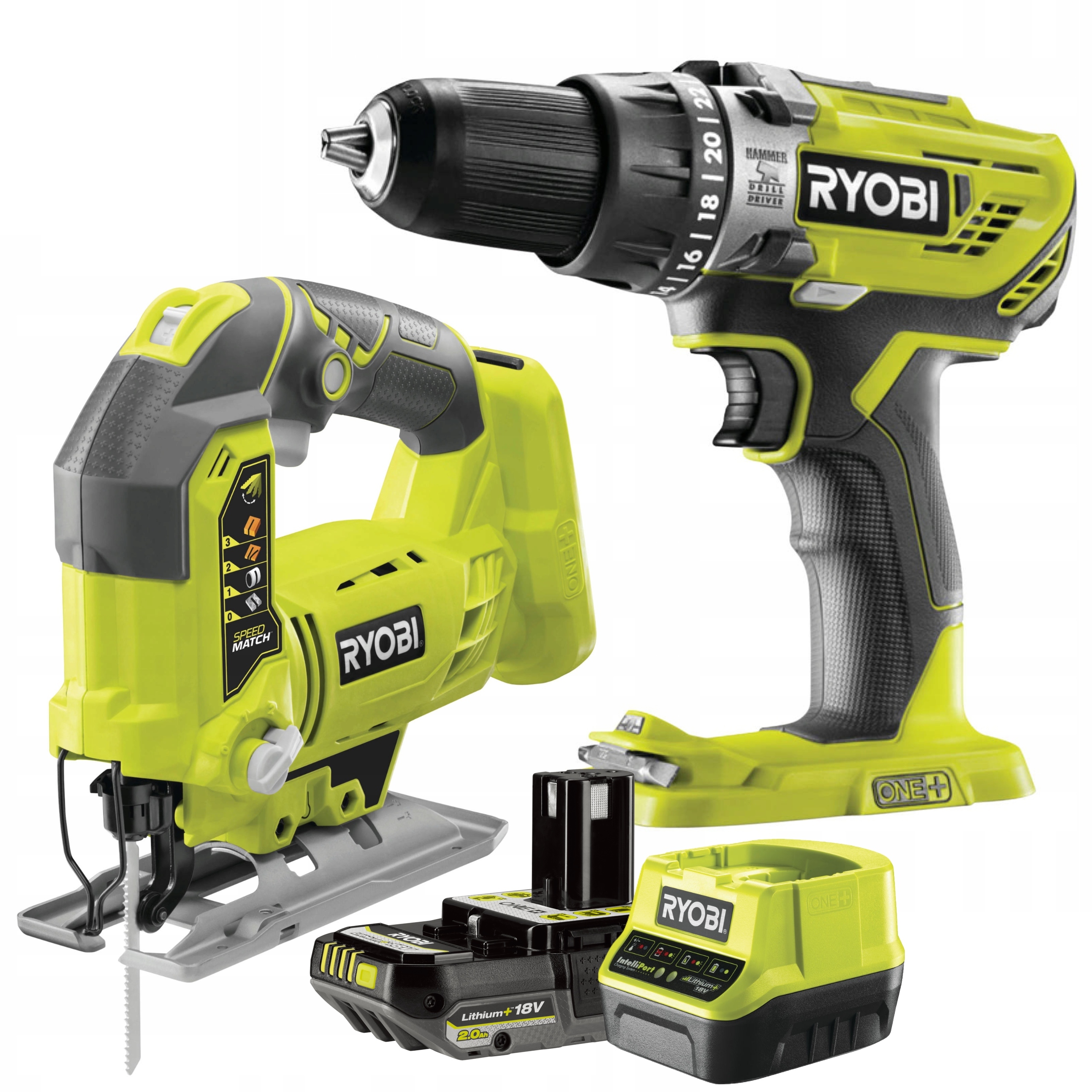 Vrtačka A Aku Šroubovák Ryobi Příklep R18PD3 Akumulatorová Přímoční Pila R18JS +2AH.