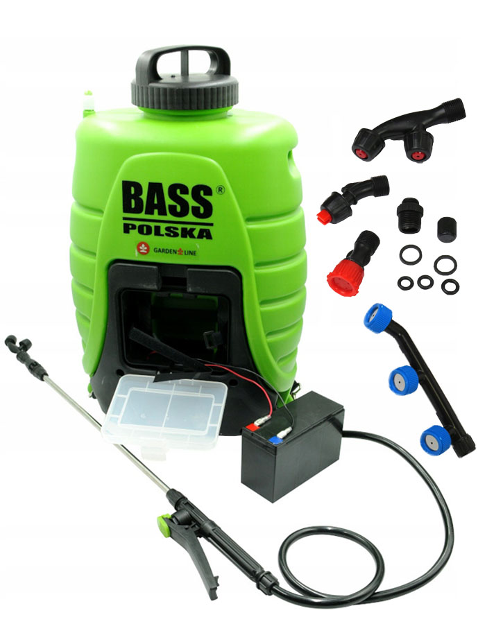 Plecakowy Elektryczny Opryskiwacz Akumulatorowy 18L 4 Dysze Lanca Bass Pl