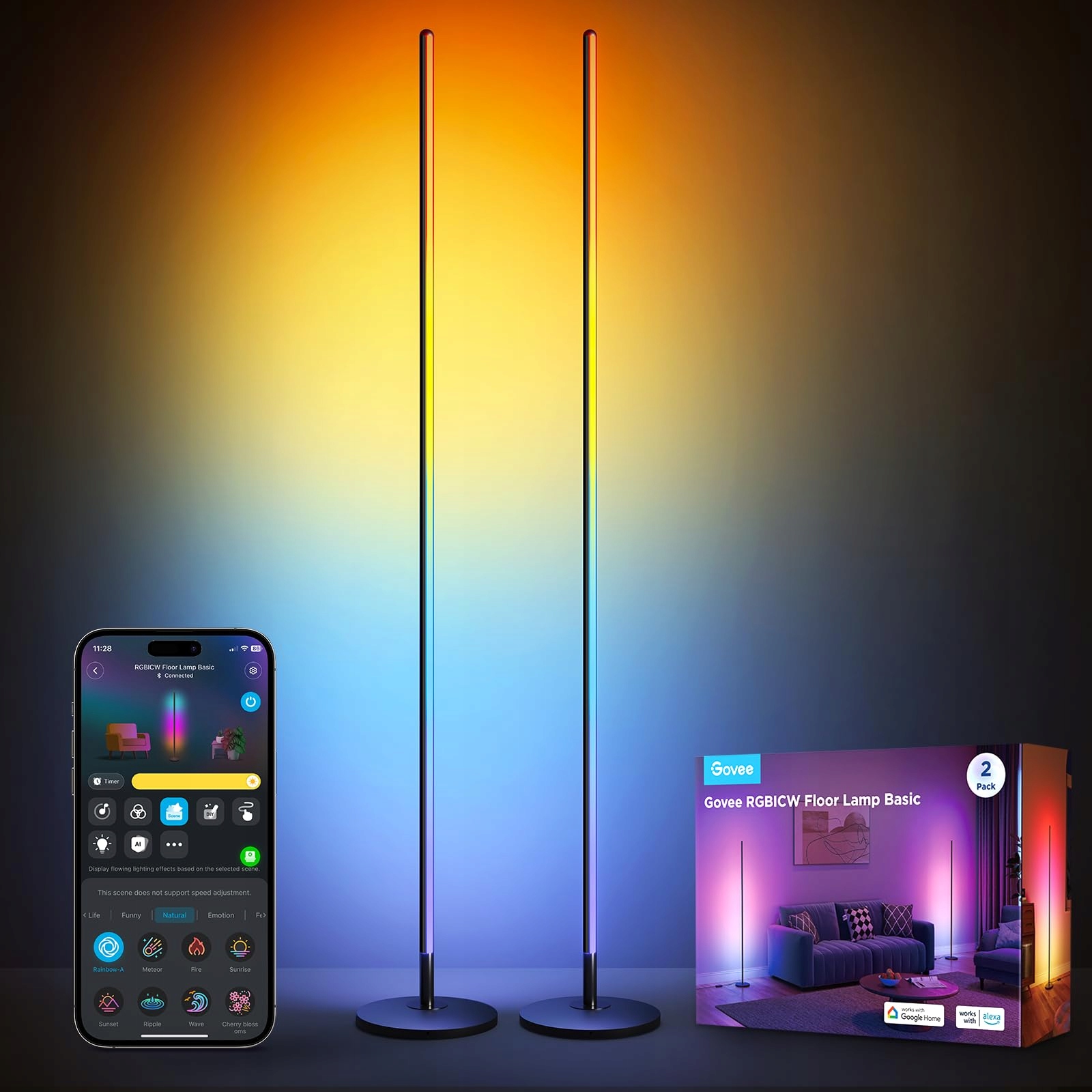 Govee Led podlahová lampa Rgbicw 2 kusy WiFi Ovládání Alexa Google