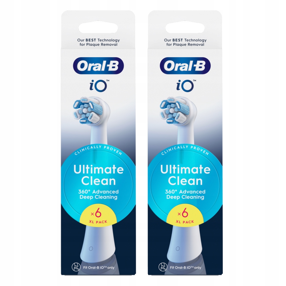 Zestaw 2x Oral-B iO Ultimate Clean Oryginalne końcówki szczoteczek, 6 sztuk