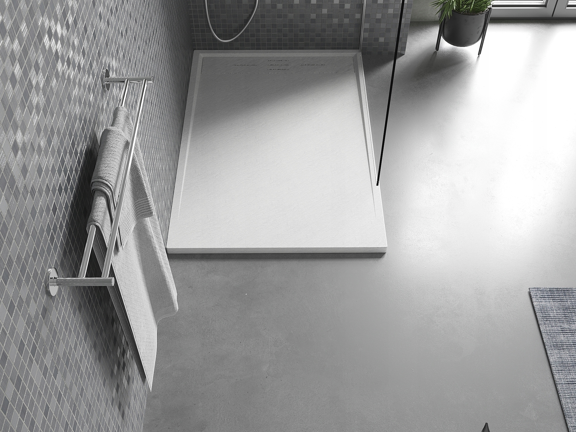 MEXEN AMON BRODZIK PROSTOKĄTNY SMC STRUKTURA KAMIENIA 130 x 70 CM BIAŁY Głębokość 70 cm