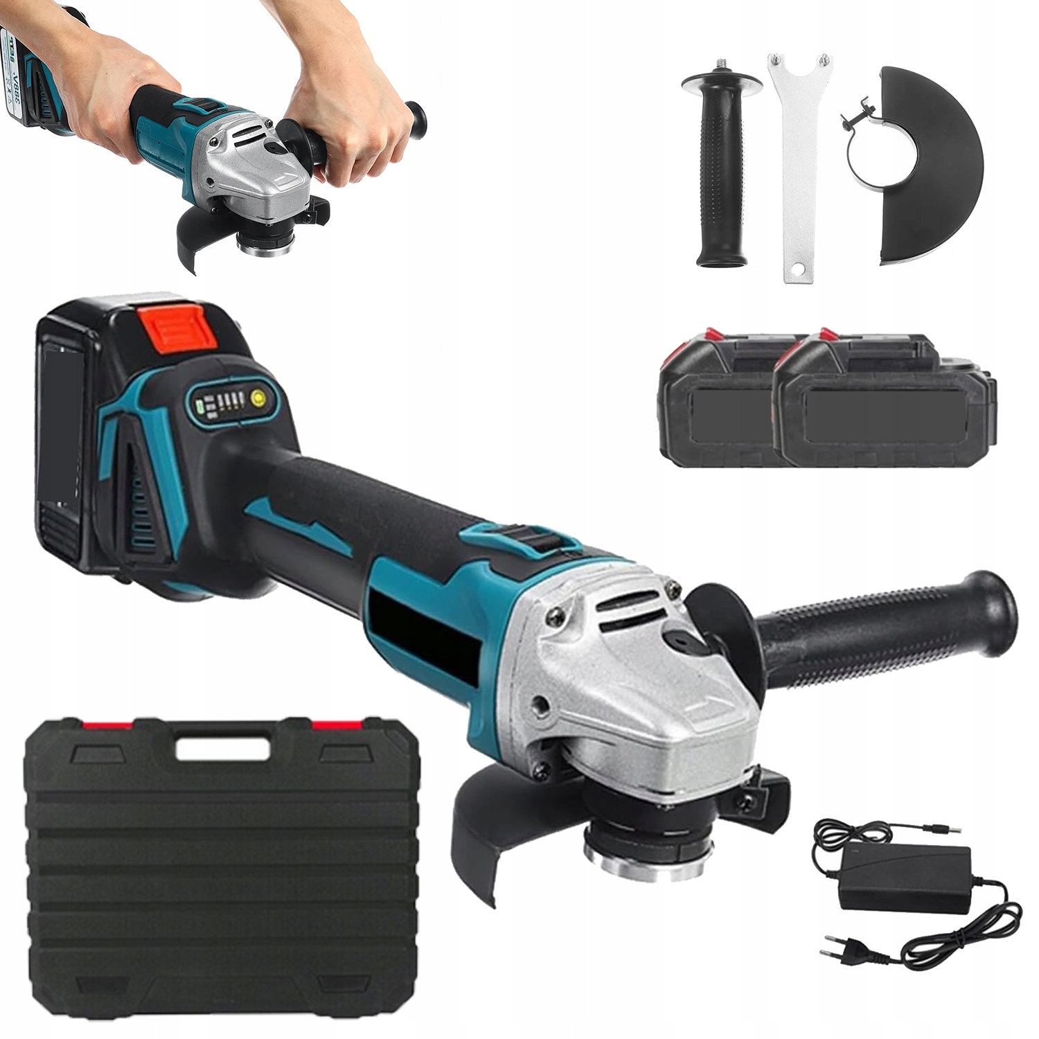 Úhlová Bruska 21V 800W Bezkartáčová Gumovka Bruska 125 MM 2AKU