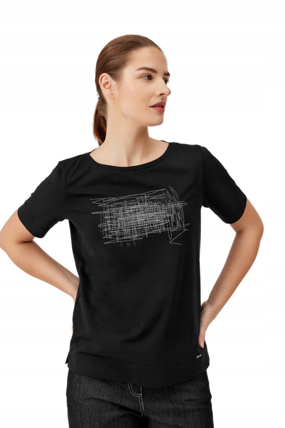 Tričko Tričko Dámská Halenka S Krátkým Rukávem Černá Bavlněná Feria 40