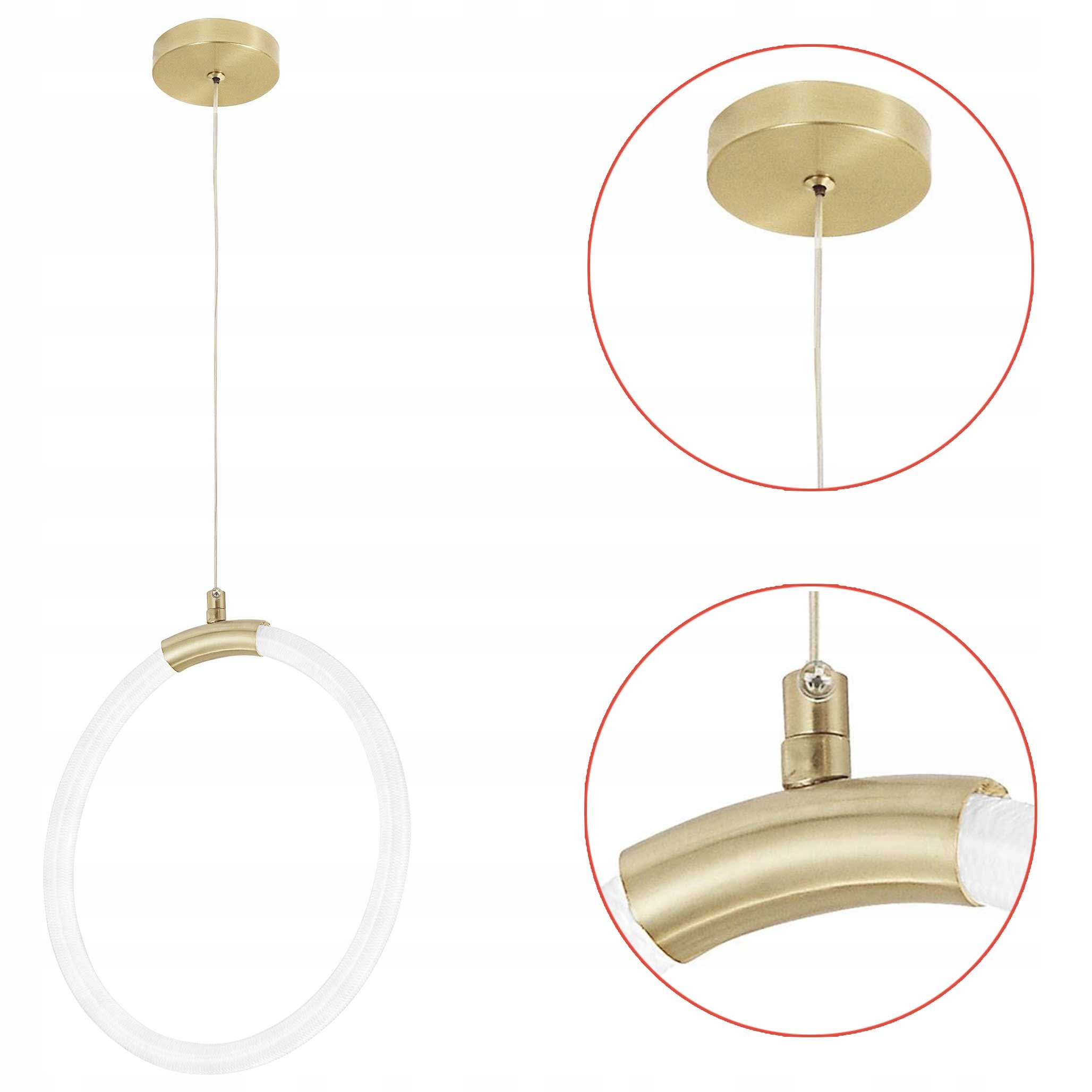 Led závesná lampa Ring Zlatá okrúhla lampa do obývačky Minimalistická