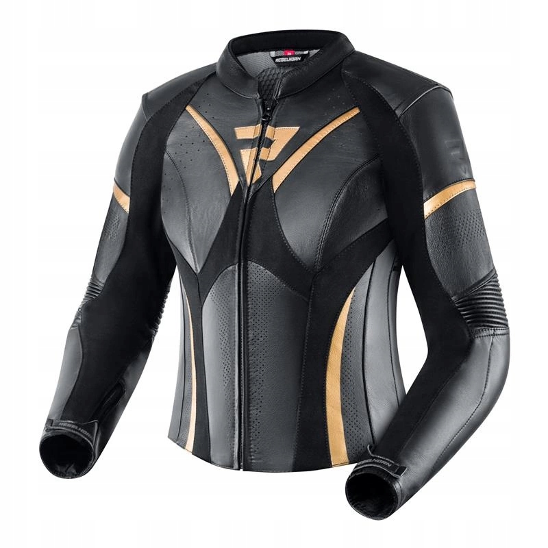 Kožená motocyklová bunda Rebelhorn Rebel Lady Black/gold Darčeky