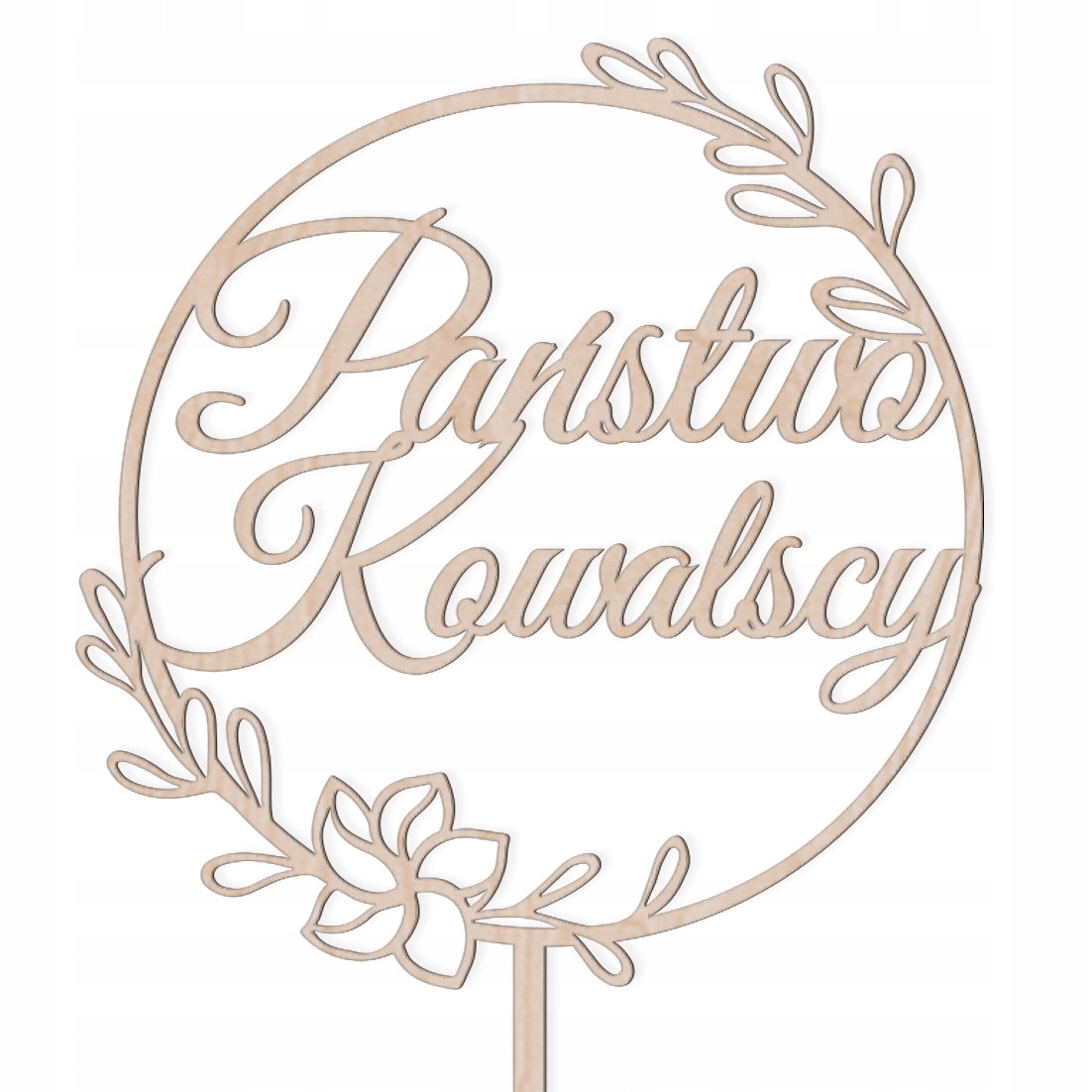 TOPPER NAPIS WESELE ŚLUB DOWOLNE NAZWISKO DREWNO