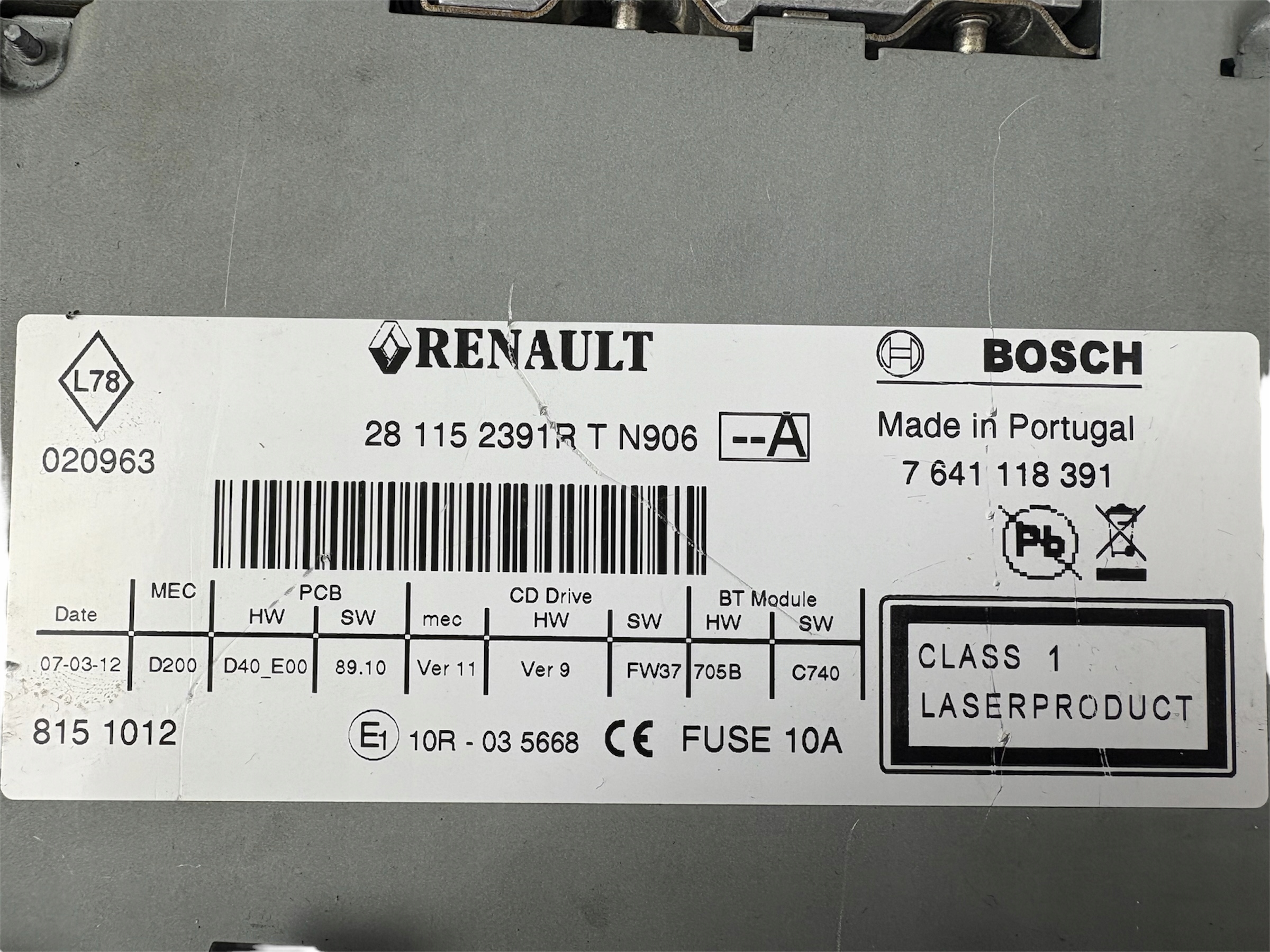 радио CD renault TWINGO 2012r. 281152391R + маркировка