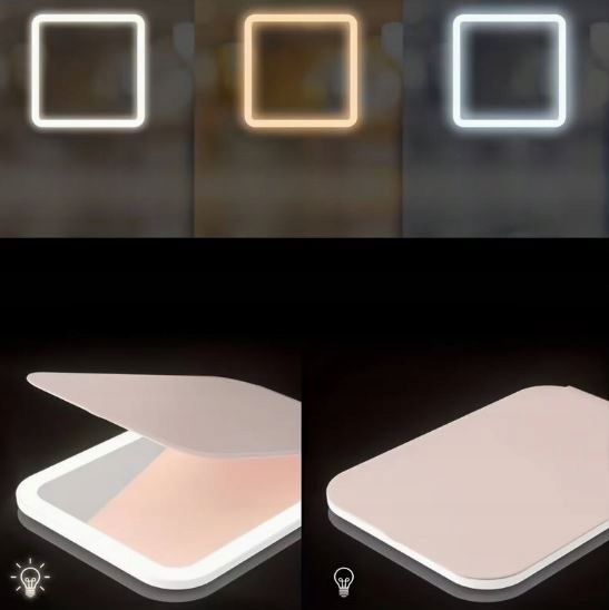 Lusterko Do Makijażu Lustro Kosmetyczne Stojące Podświetlane LED 3 Tryby Kolor dominujący biały