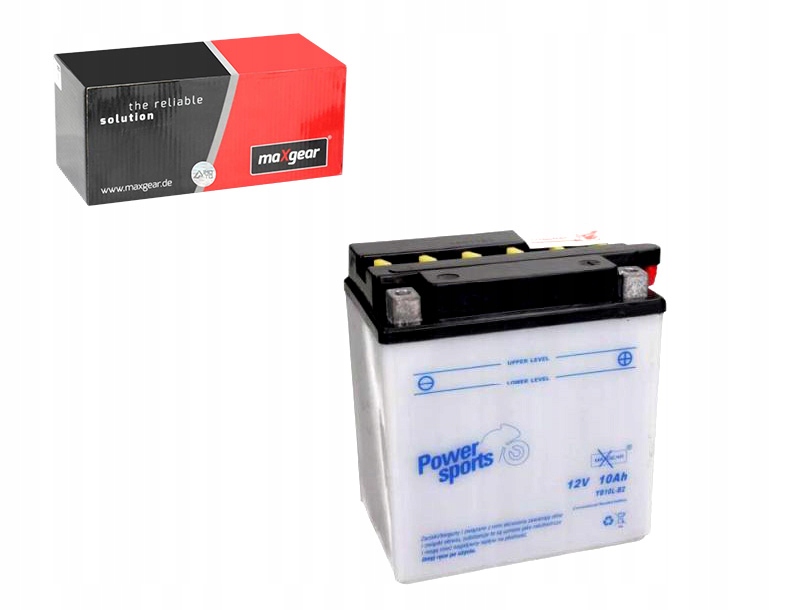 AKUMULATOR MOTOCYKLOWY 12V 10AH 100A P + KWAS MAXGEAR