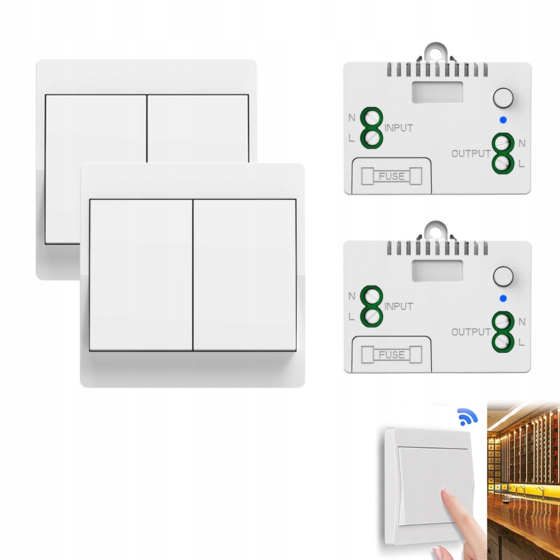 2x Bezdrátový Stínový Přepínač 230V 433MHZ 2 přijímače