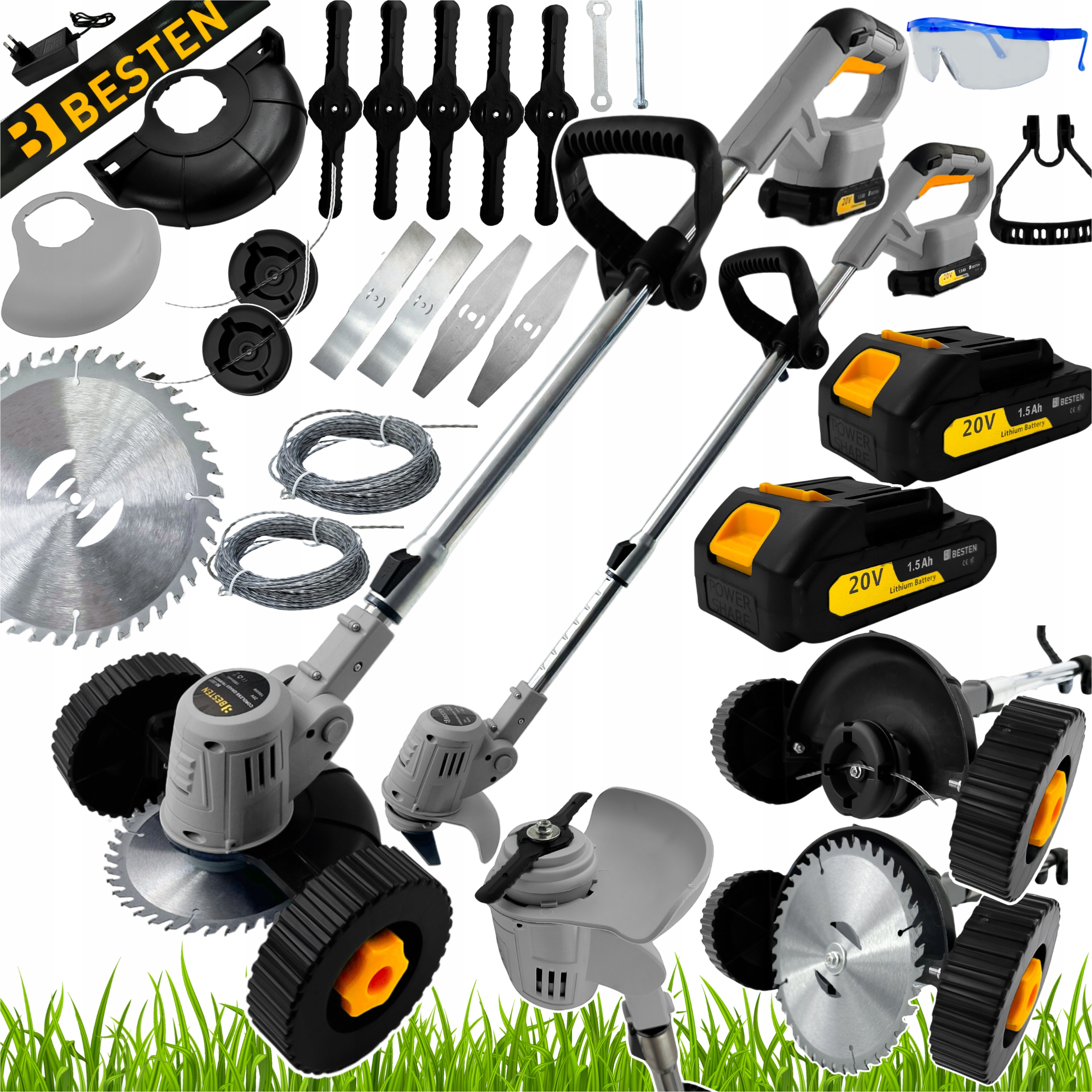 Akumulatorowa Kosa Podkaszarka Wykaszarka Do Trawy Na Kołach Zestaw 2xAKU