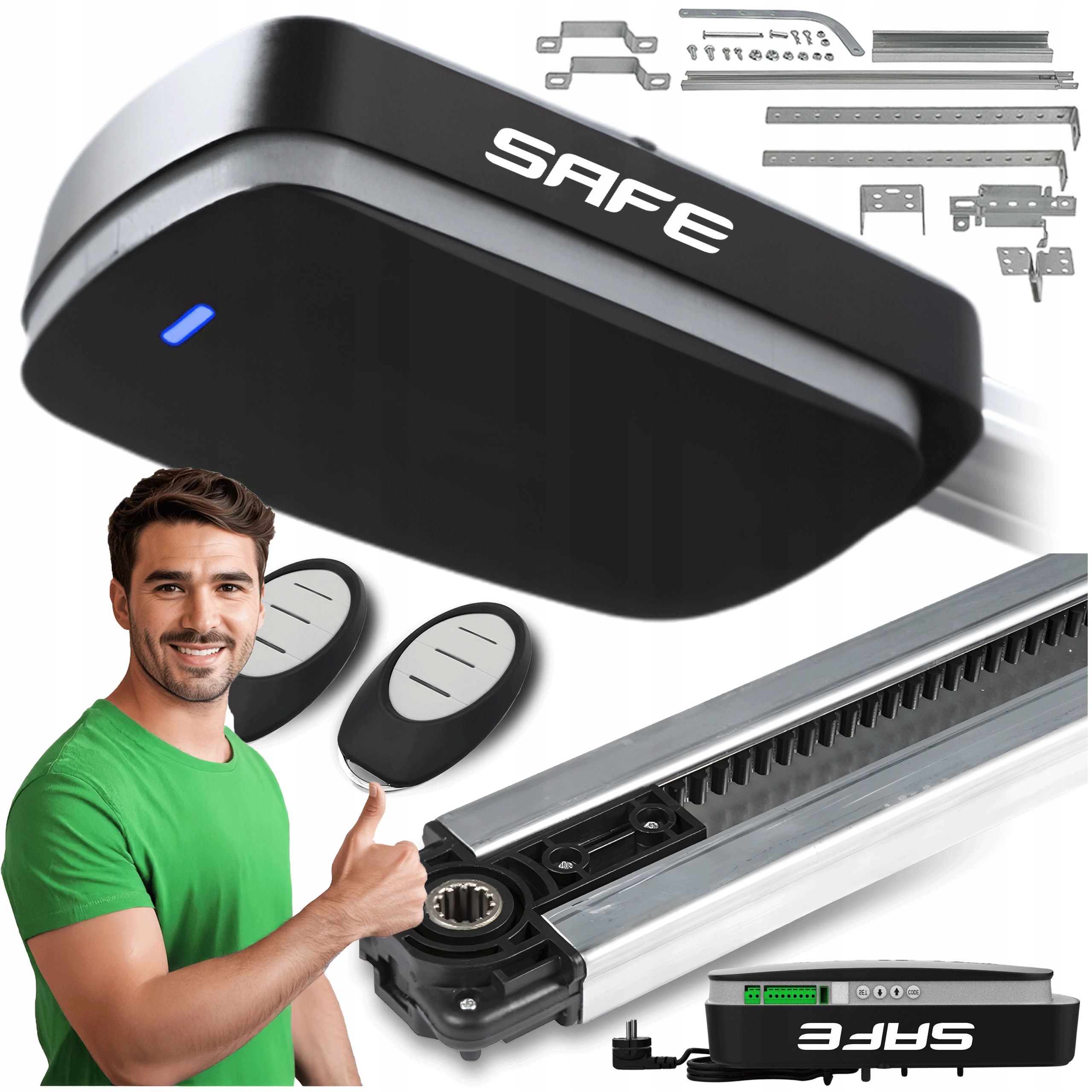 Pohon Pro Garážová Vrata 15 m2 sada automat 1000N 2x Pilot Kolejnice řemen