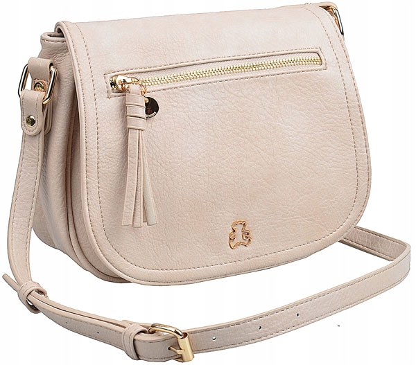 LuluCastagnette Torebka damska Listonoszka crossbody Logo Miś beż