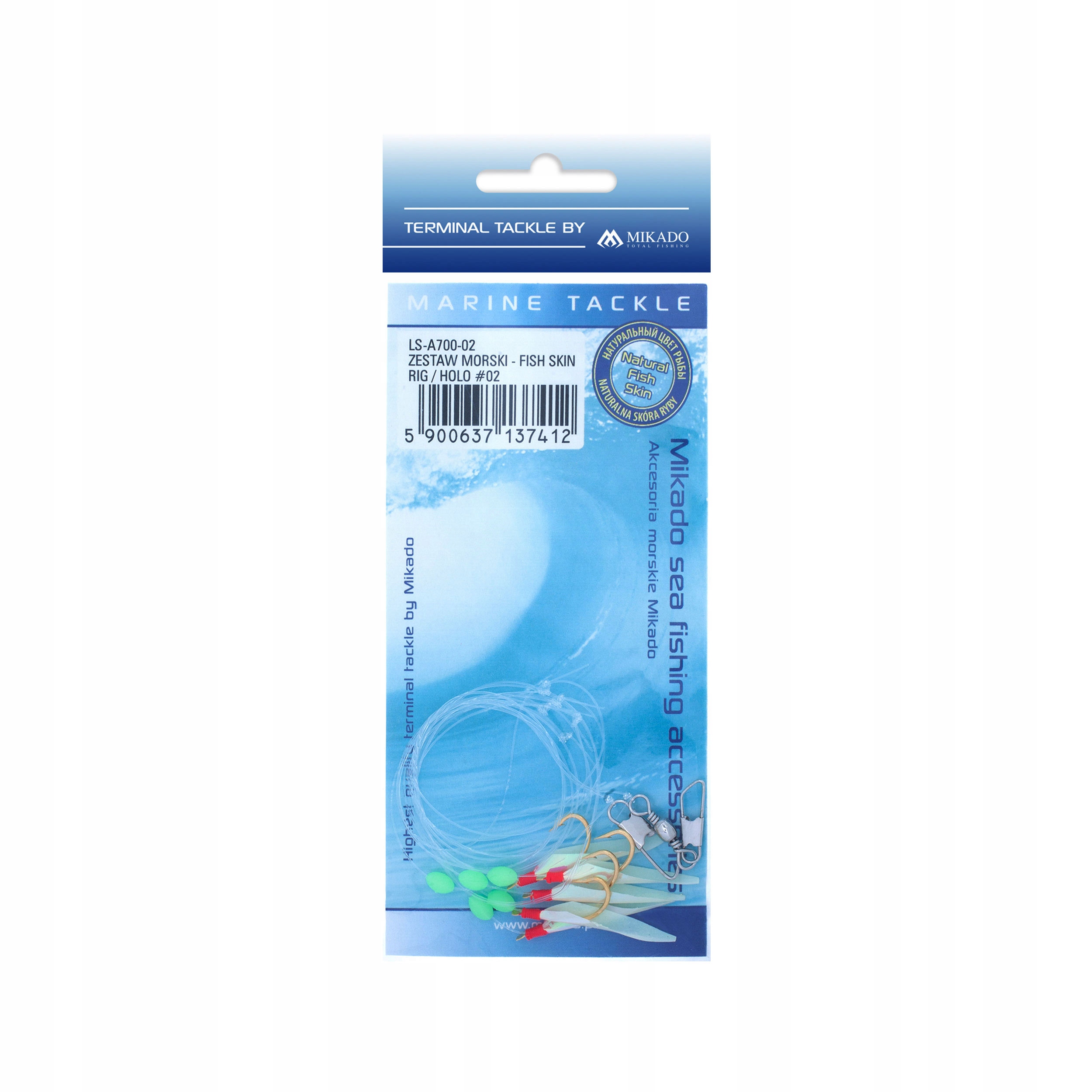 Zestaw morski Mikado Fish Skin Rig LS-A700-02 5xhaków #4 5szt. na śledzie