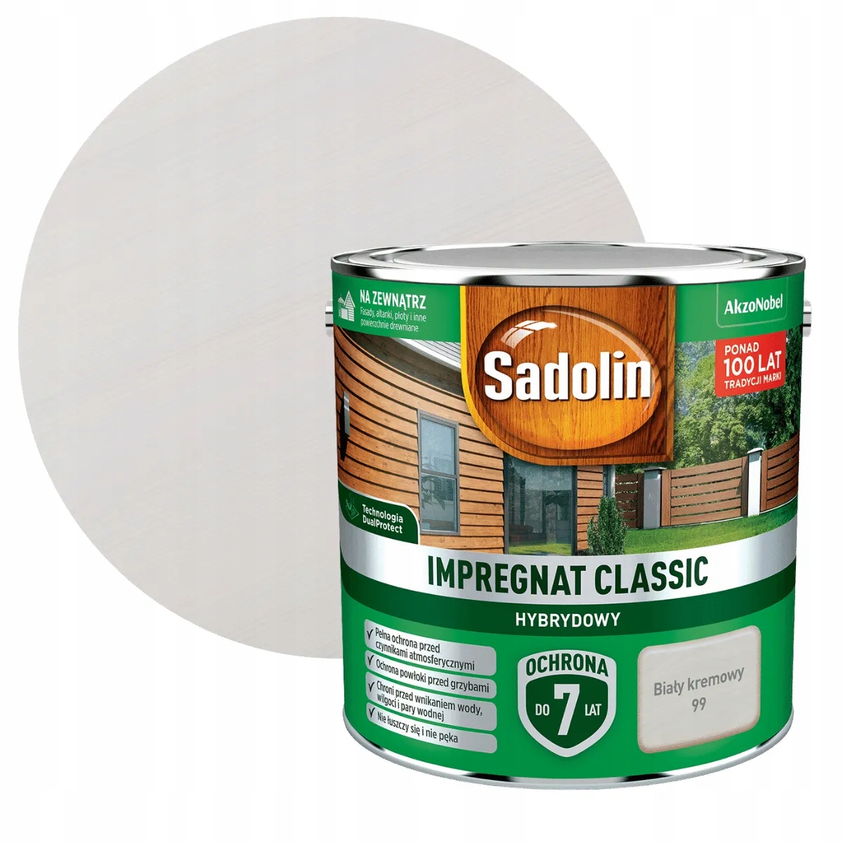 Sadolin Classic Impregnat Hybrydowy Do Drewna Biały Krem 2,5L