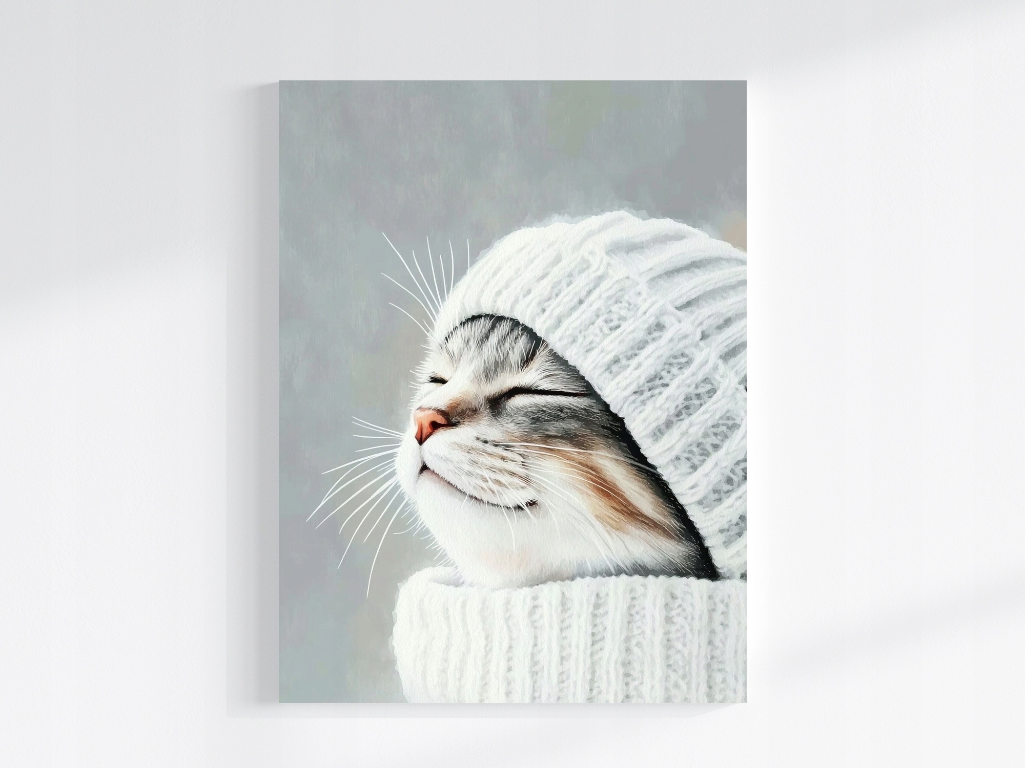 Obraz Na Plátně Canvas Akvarel Portrét Fauna Zvíře Kočka Zima Mráz 75x100